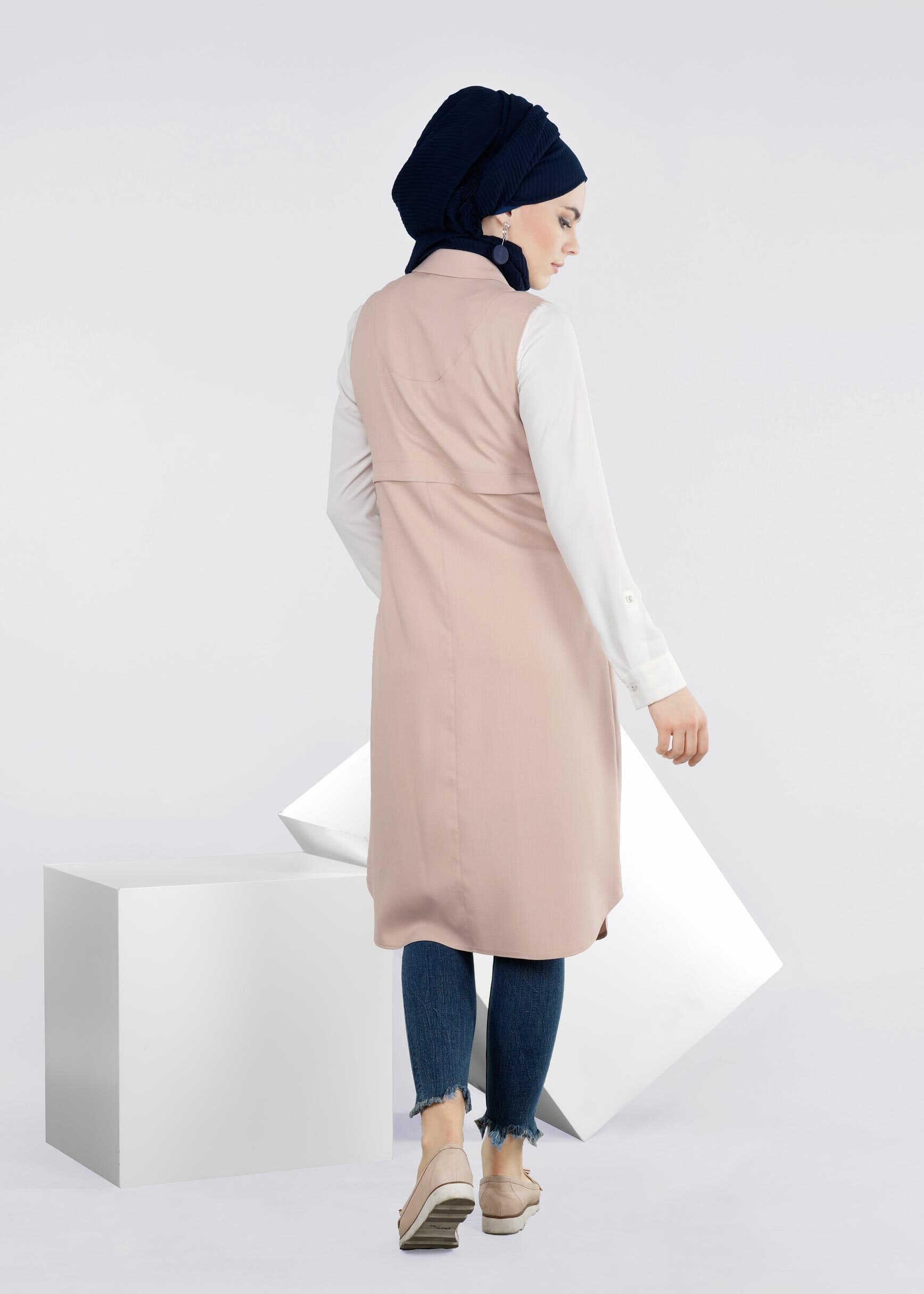 Tesettür giyim PUDRA 4274 STİL 8563 YELEK 38/46 TEK40