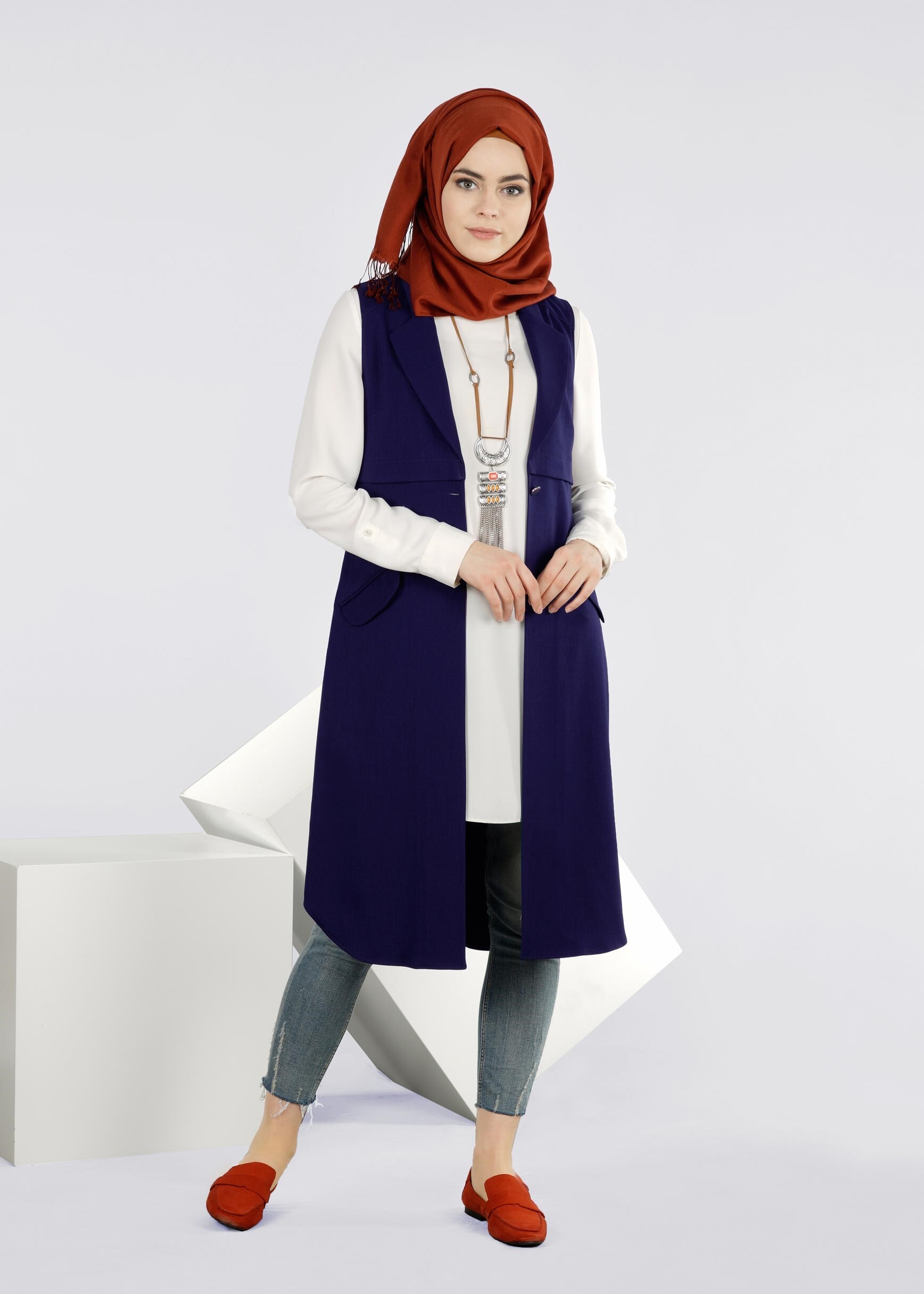 Tesettür giyim LACİVERT 4274 STİL 8563 YELEK 38/46 TEK40