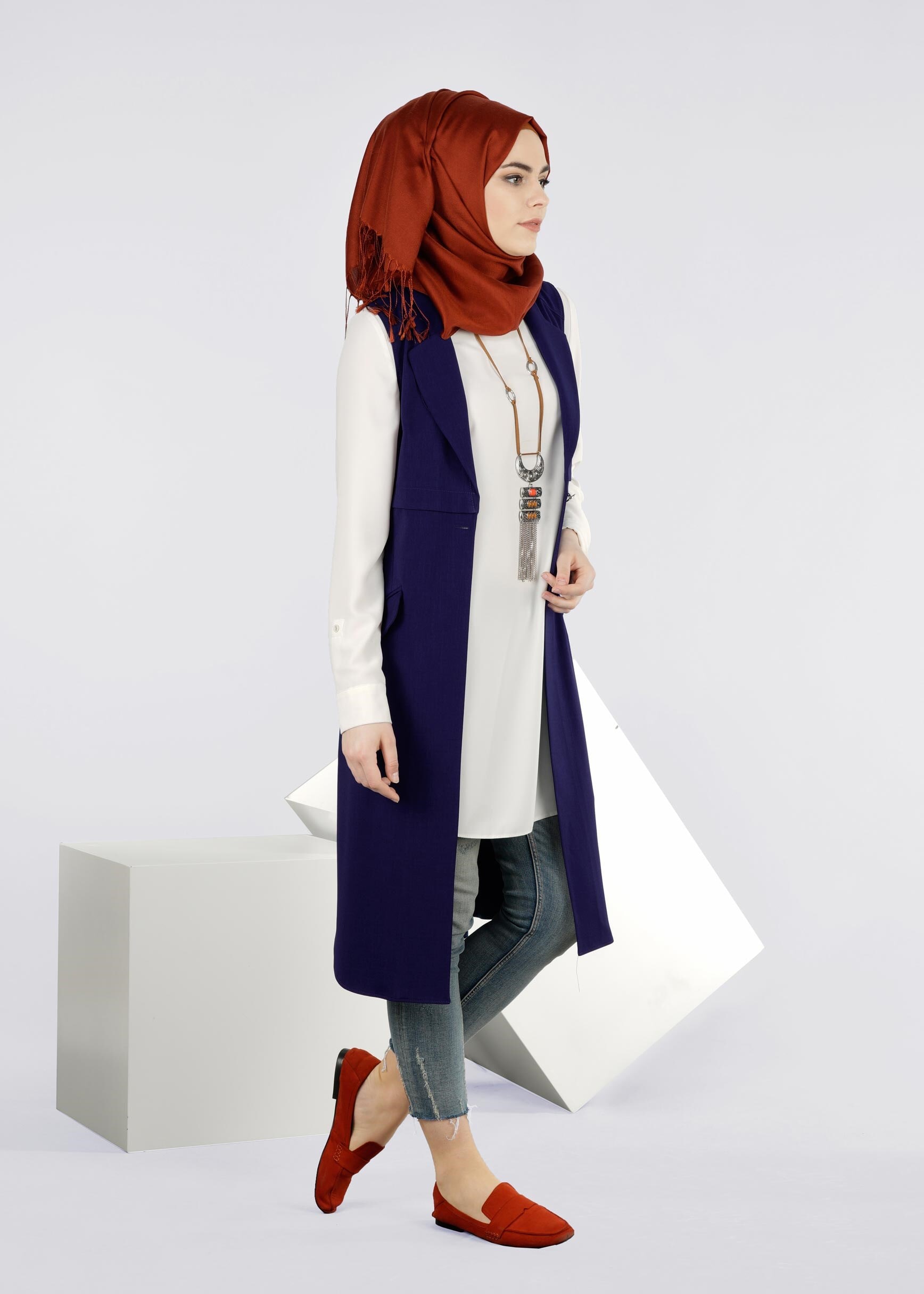 Tesettür giyim LACİVERT 4274 STİL 8563 YELEK 38/46 TEK40