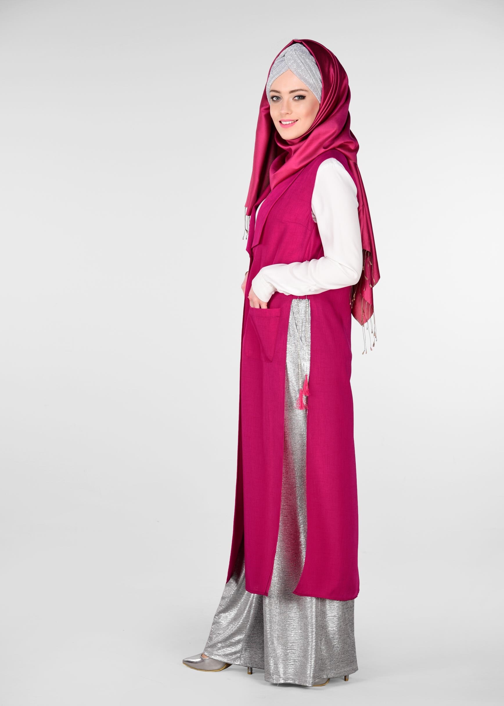 Tesettür giyim FUŞYA 4275 YOGA YELEK 38/46 TEK40