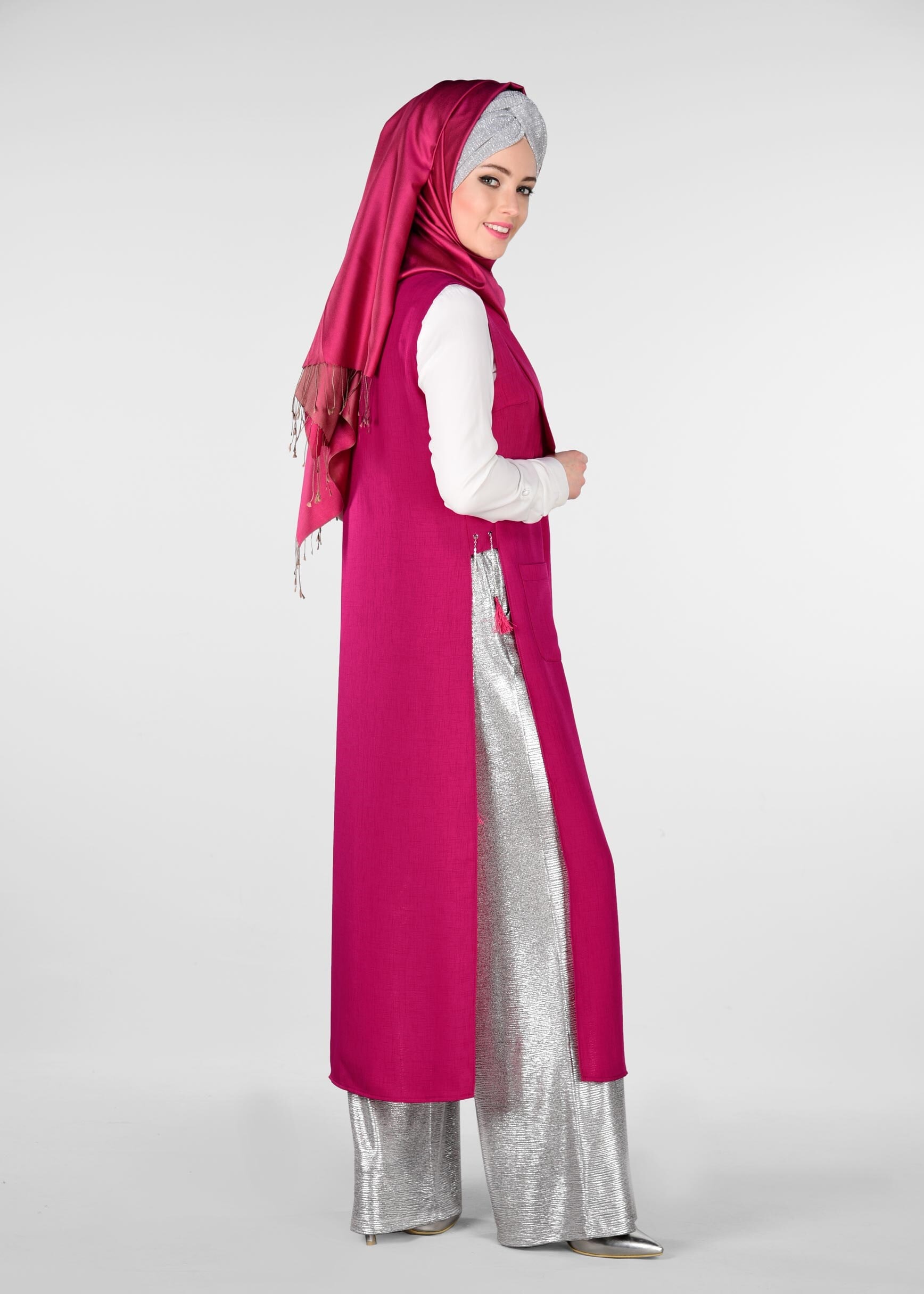 Tesettür giyim FUŞYA 4275 YOGA YELEK 38/46 TEK40