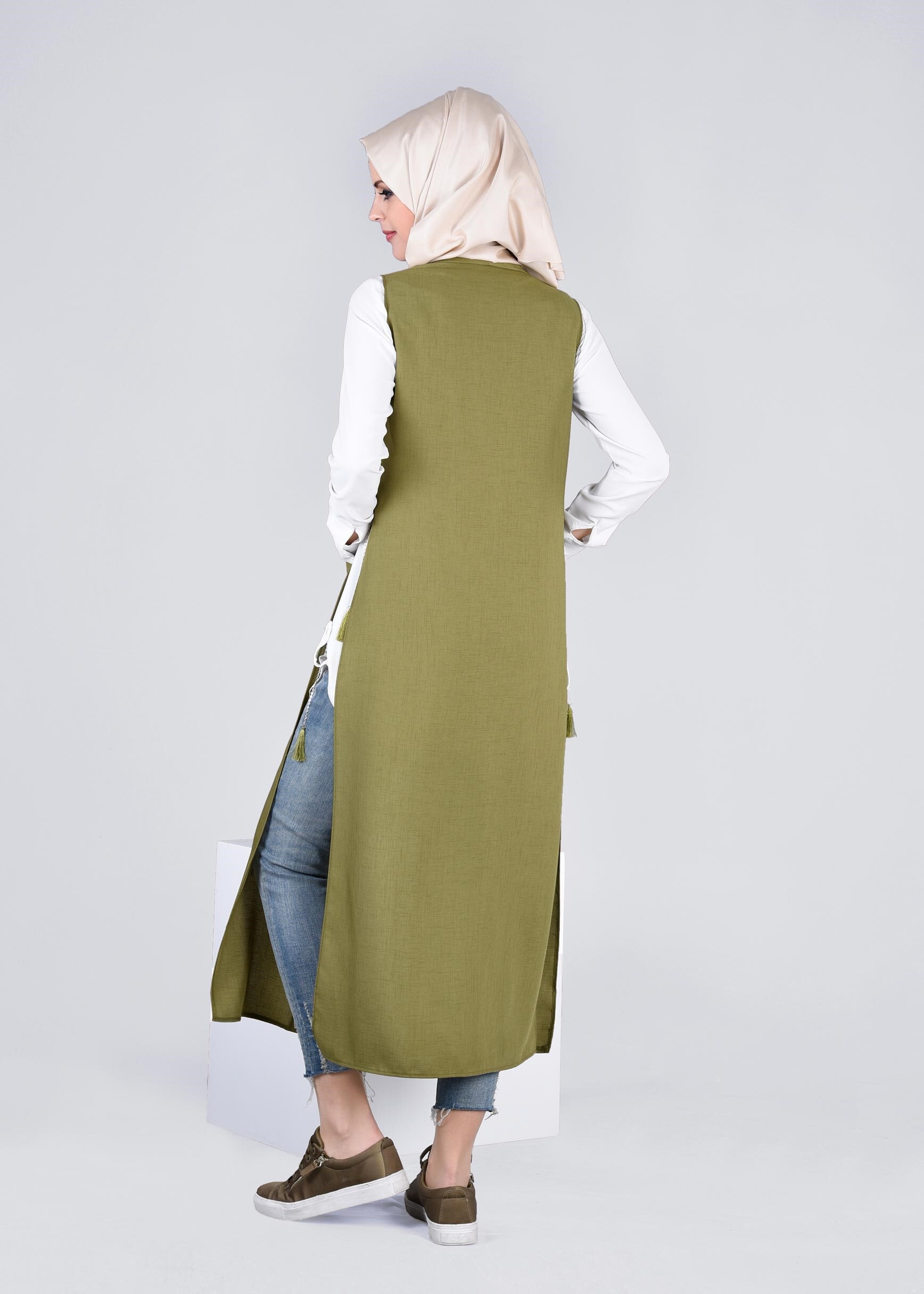 Tesettür giyim YEŞİL 4275 YOGA YELEK 38/46 TEK40