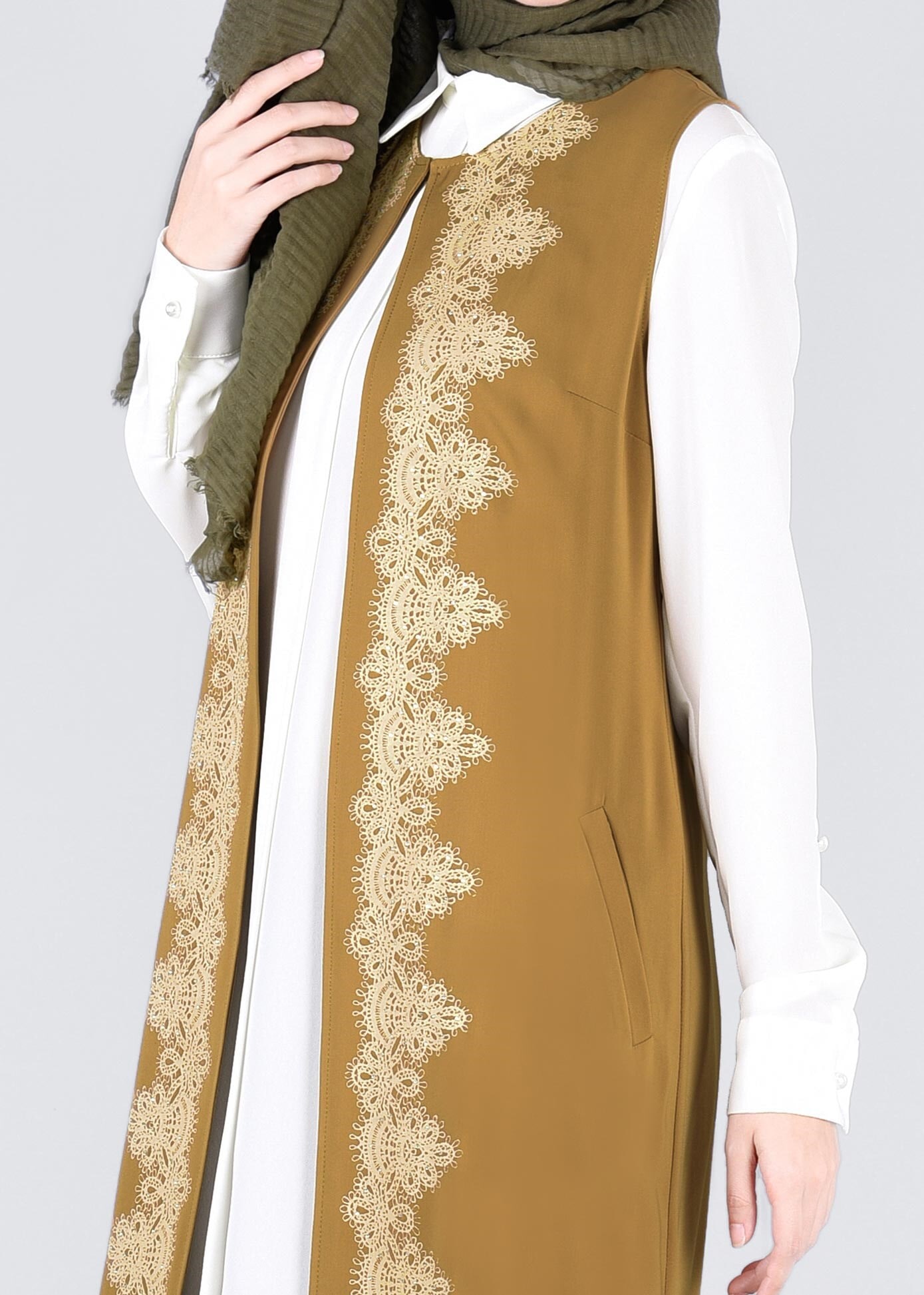 Tesettür giyim SARI 4277 VİRONA 2&prime;Lİ YELEK 40/48 TEK38