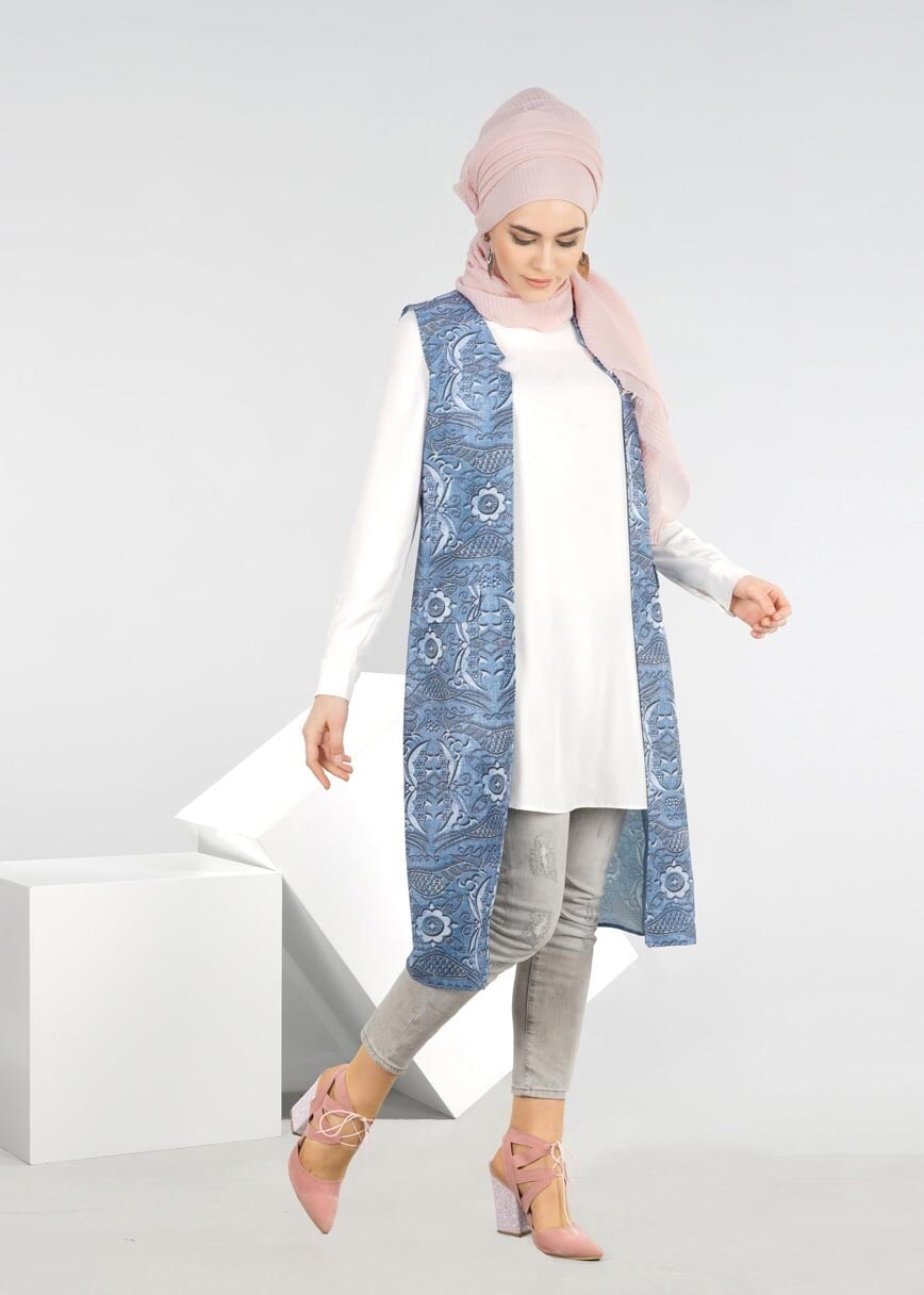 Tesettür giyim LACİVERT 4296 SEDEF 9845 TESETTÜR YELEK 38/46 TEK36