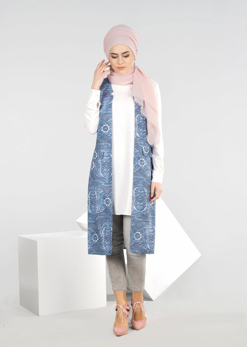 Tesettür giyim LACİVERT 4296 SEDEF 9845 TESETTÜR YELEK 38/46 TEK36