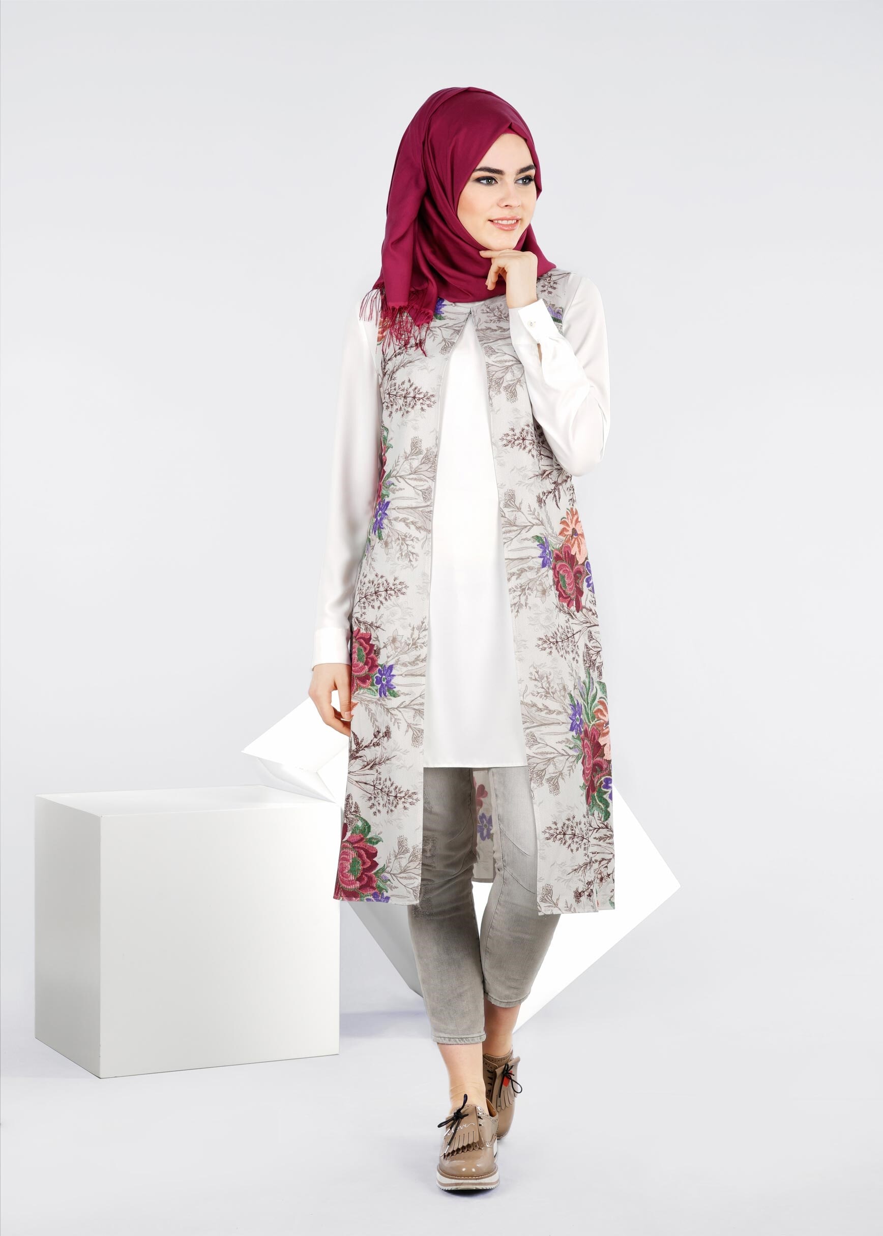 Tesettür giyim GRİ 4305 LİKYA 30829 YELEK 40/42