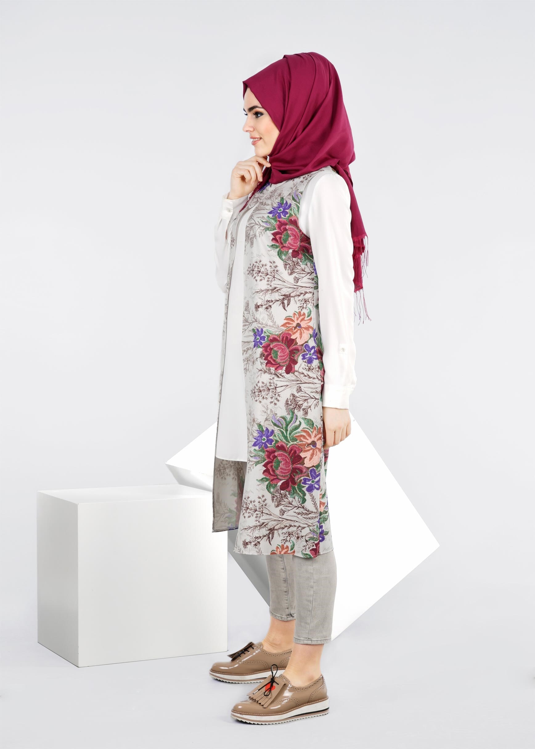 Tesettür giyim GRİ 4305 LİKYA 30829 YELEK 40/42