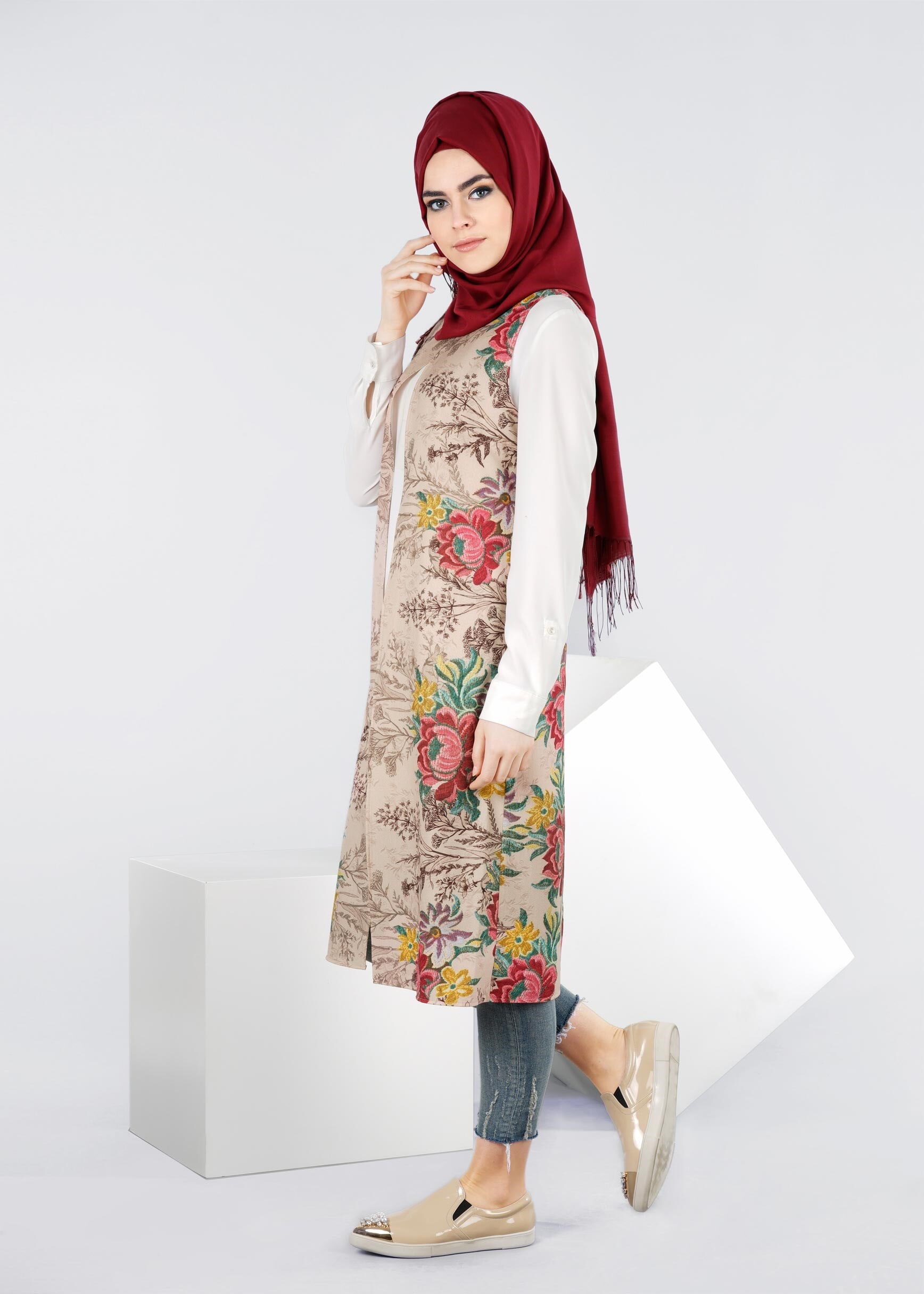 Tesettür giyim PUDRA 4305 LİKYA 30829 YELEK 40/42