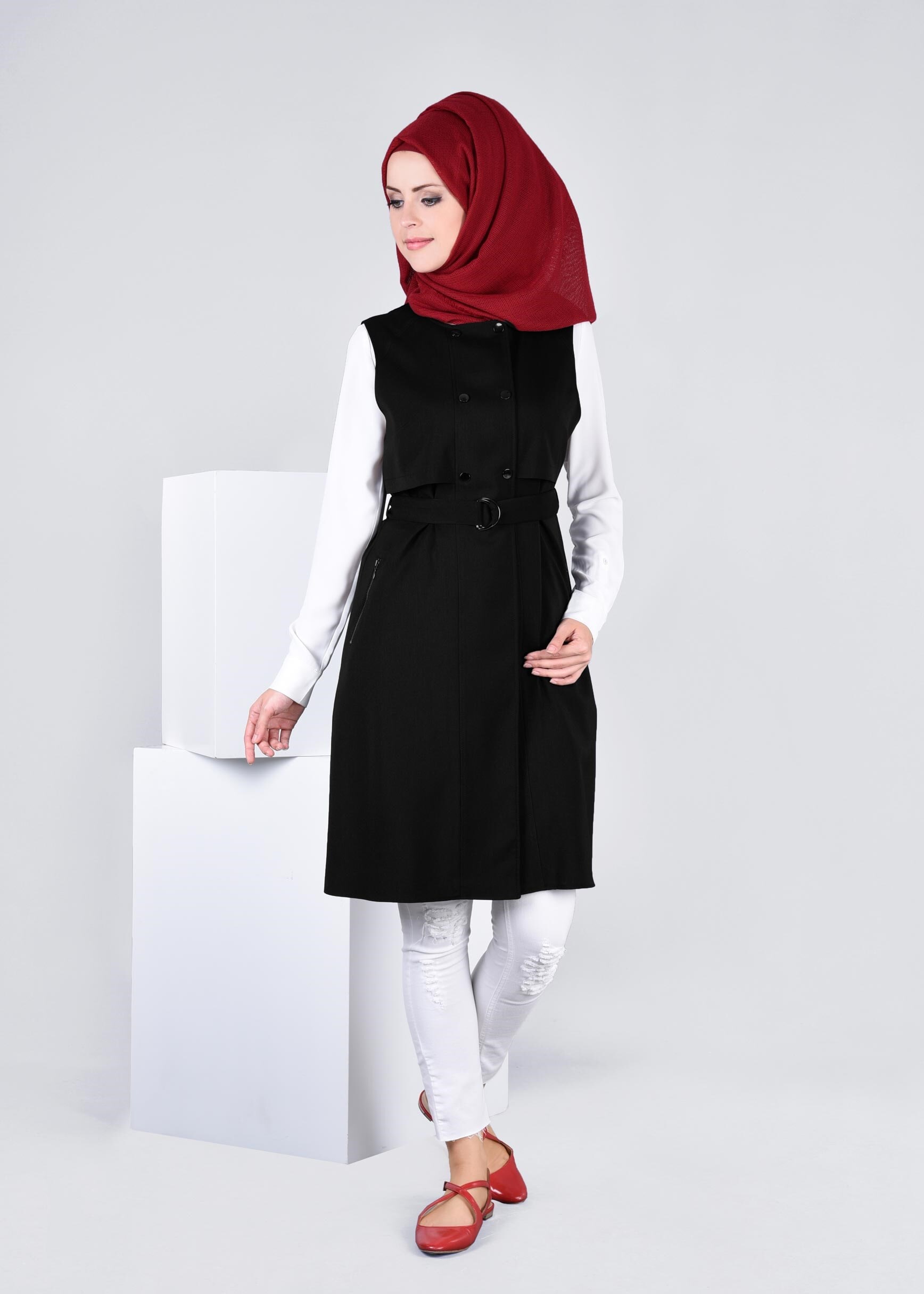 Tesettür giyim SİYAH 4315 STİL 8563 YELEK 36/42 TEK38
