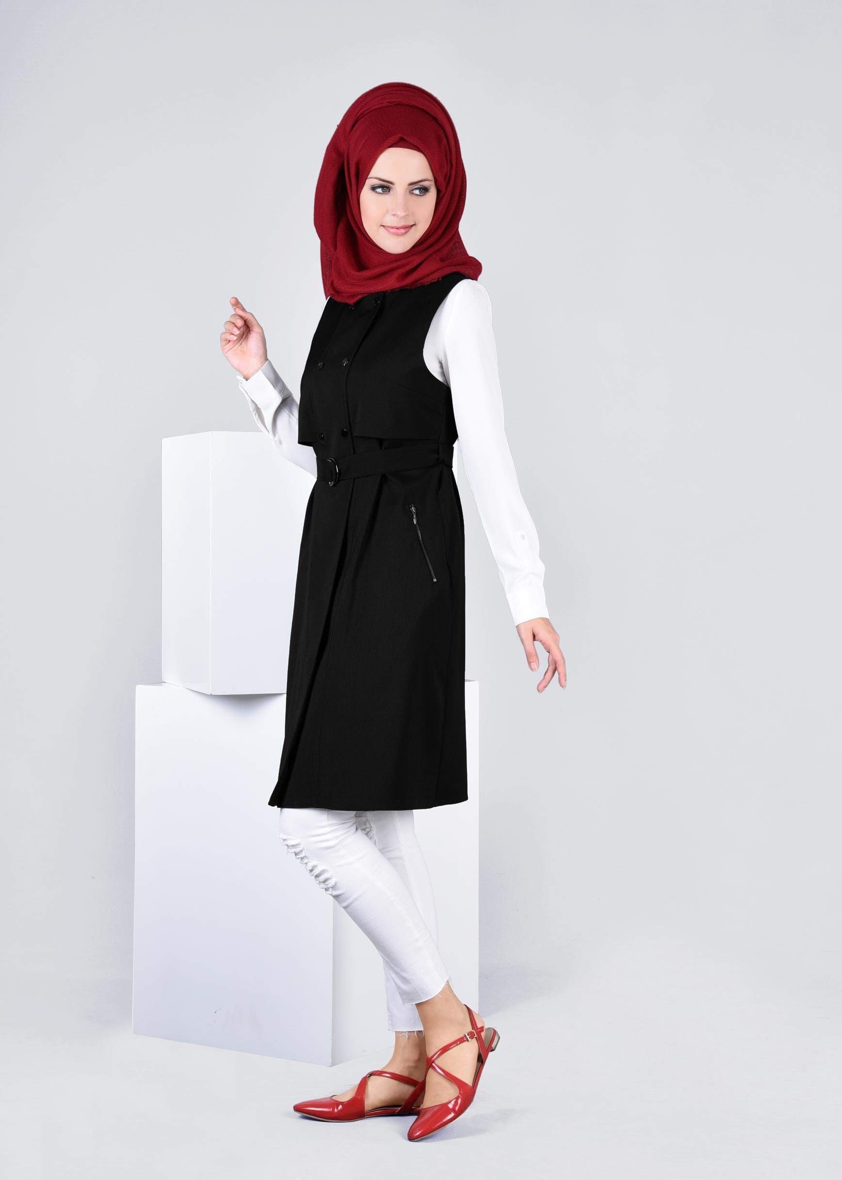 Tesettür giyim SİYAH 4315 STİL 8563 YELEK 36/42 TEK38