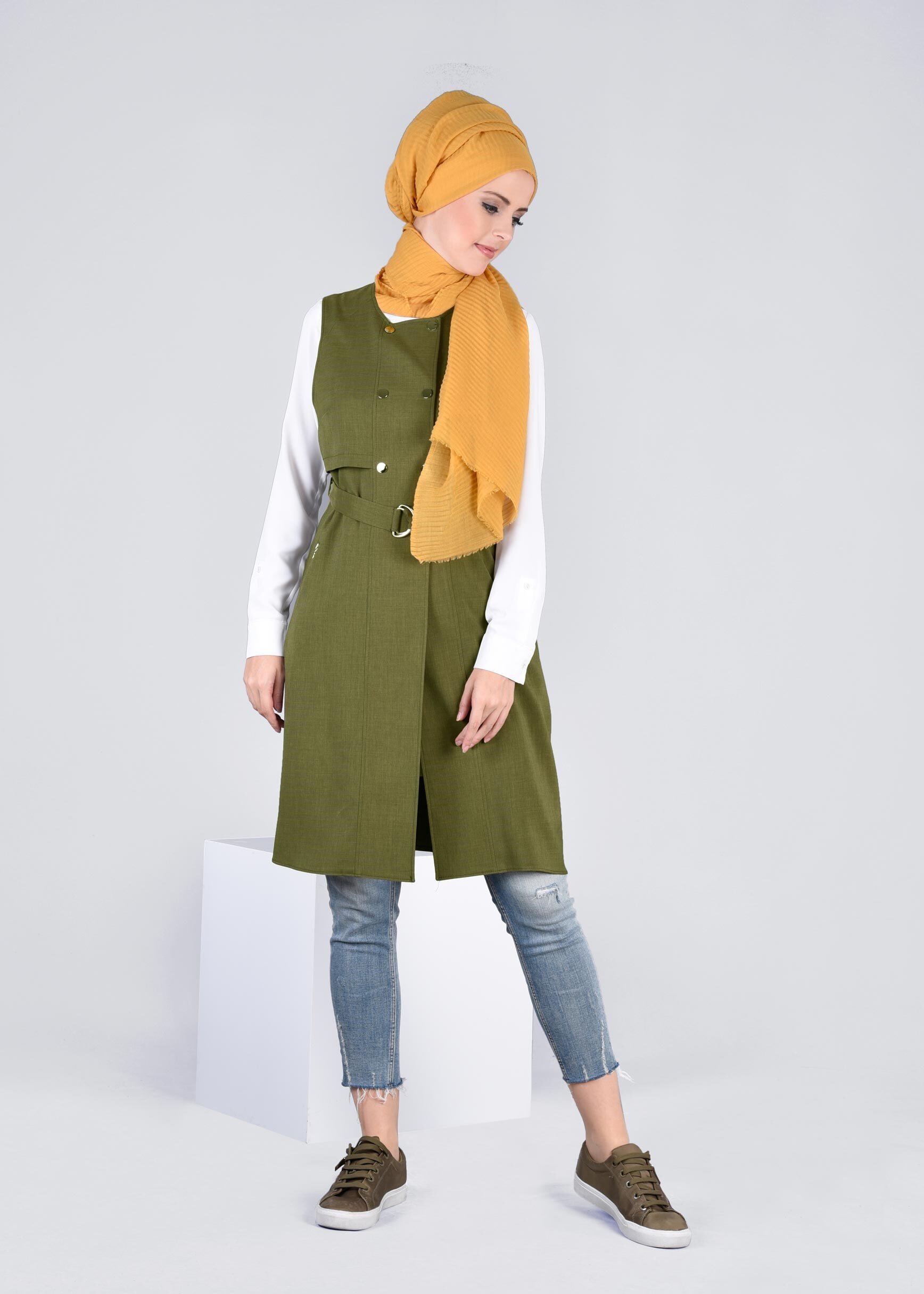 Tesettür giyim YEŞİL 4315 STİL 8563 YELEK 36/42 TEK38