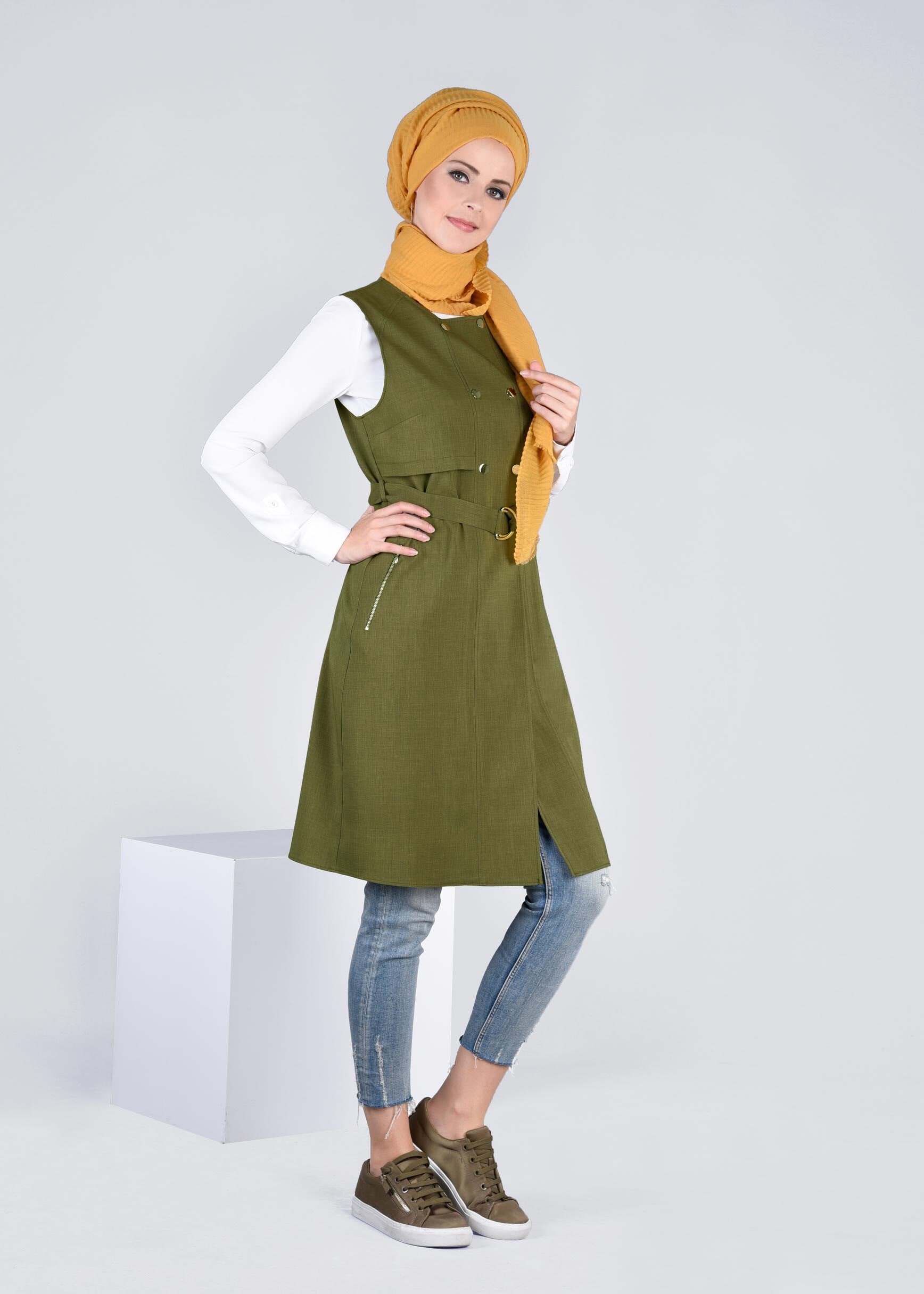 Tesettür giyim YEŞİL 4315 STİL 8563 YELEK 36/42 TEK38