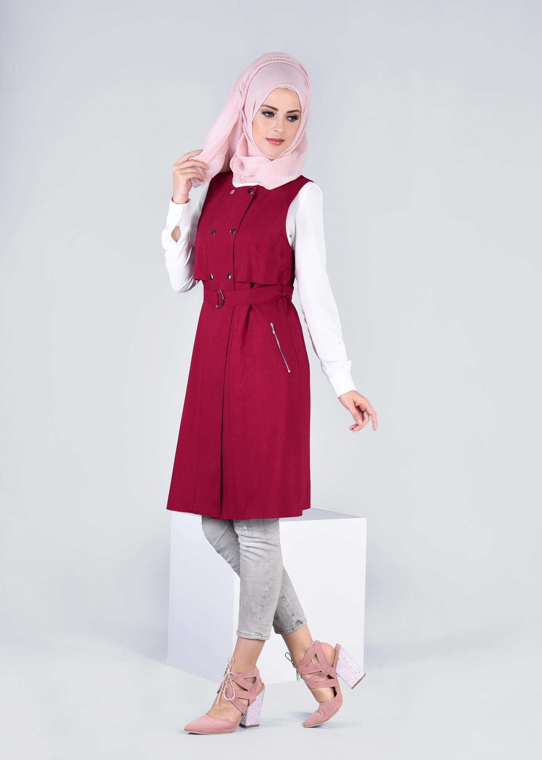 Tesettür giyim FUŞYA 4315 STİL 8563 YELEK 36/42 TEK38