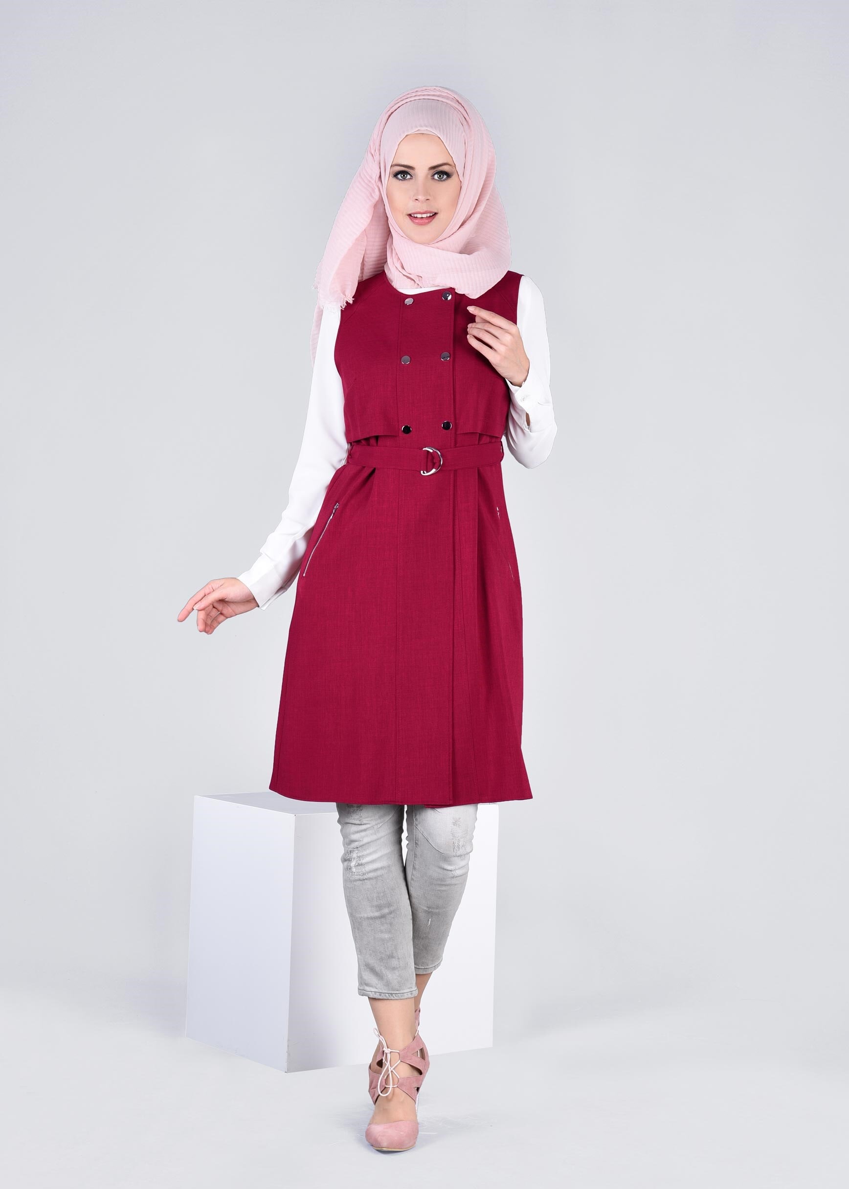Tesettür giyim FUŞYA 4315 STİL 8563 YELEK 36/42 TEK38