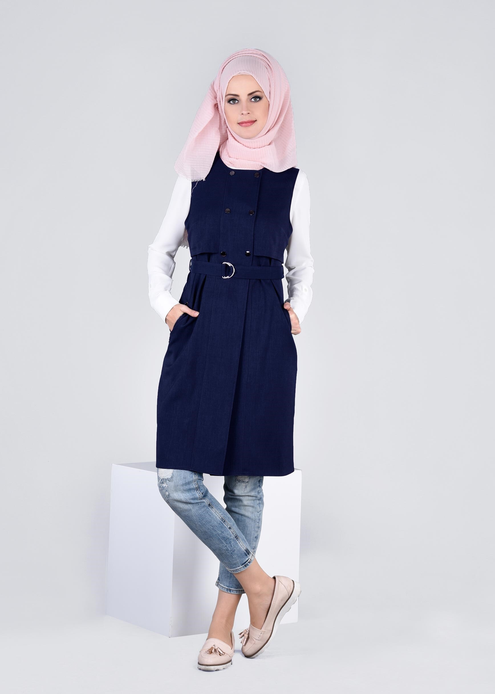 Tesettür giyim LACİVERT 4315 STİL 8563 YELEK 36/42 TEK38