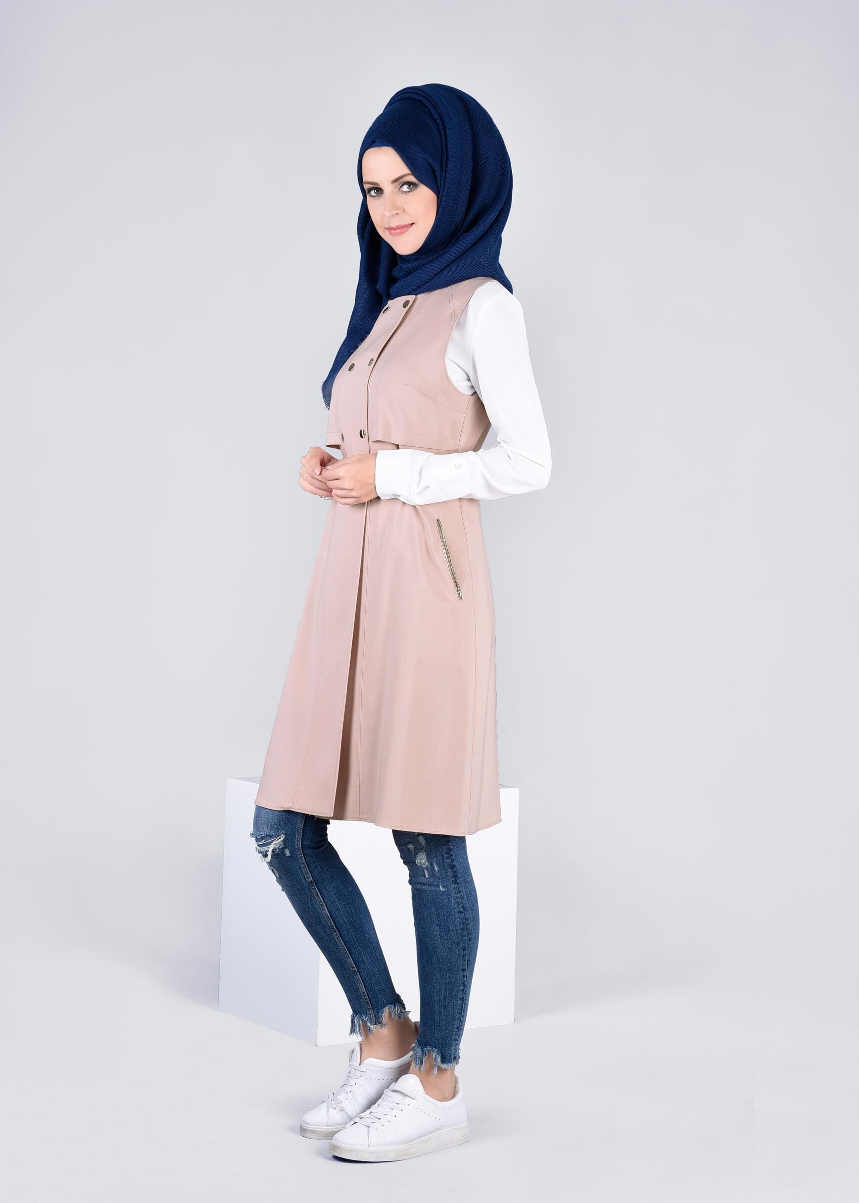 Tesettür giyim PUDRA 4315 STİL 8563 YELEK 36/42 TEK38