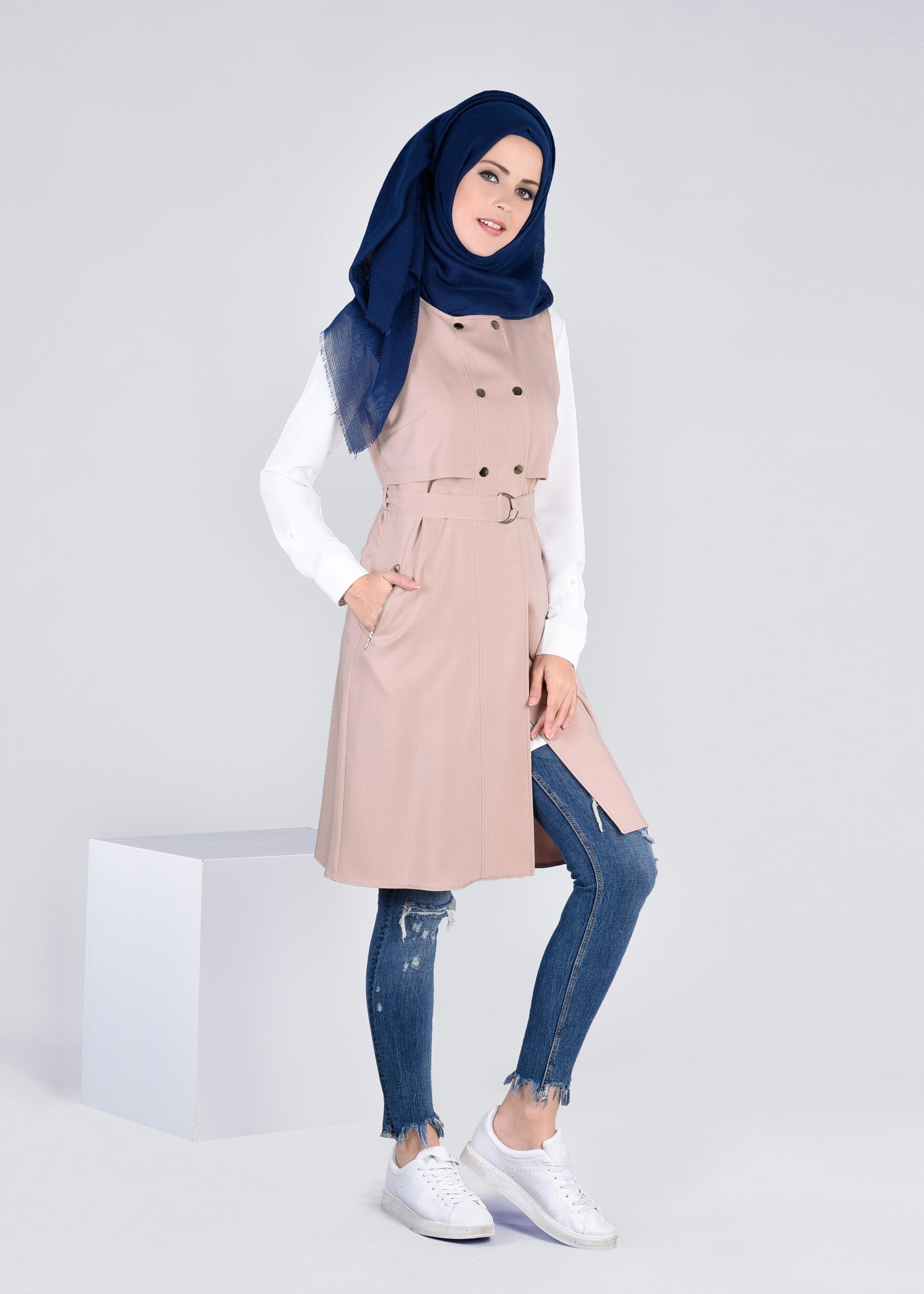 Tesettür giyim PUDRA 4315 STİL 8563 YELEK 36/42 TEK38