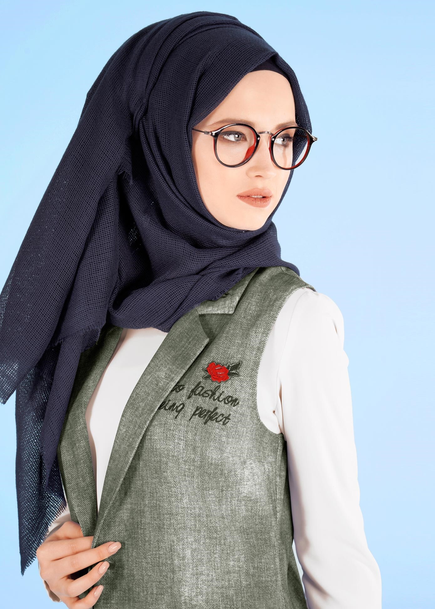 Tesettür giyim GRİ 4321 SEDEF 10226 YELEK 36/44