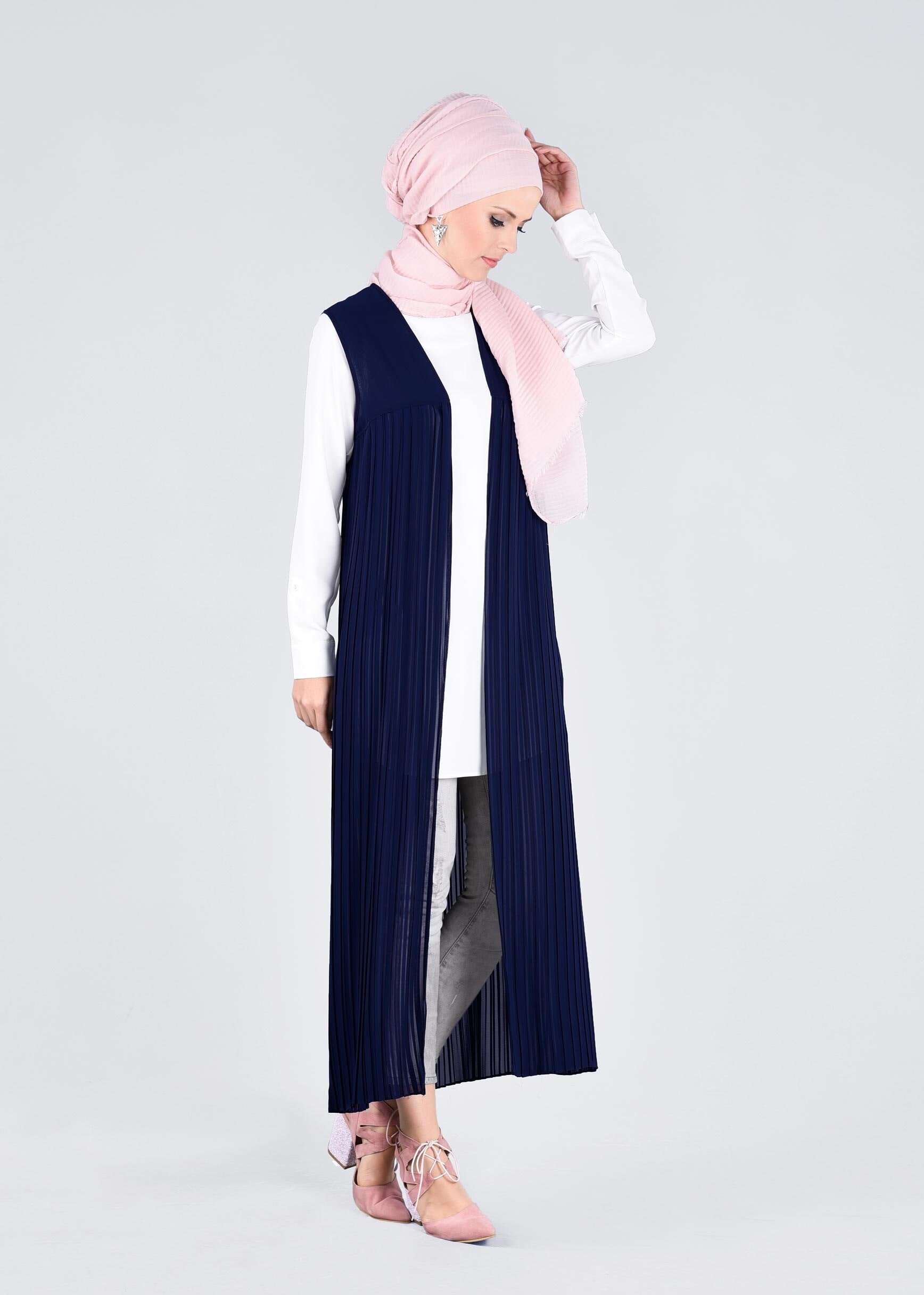 Tesettür giyim LACİVERT 4329 NEW MULTİ ŞİFON YELEK 38/46 TEK40