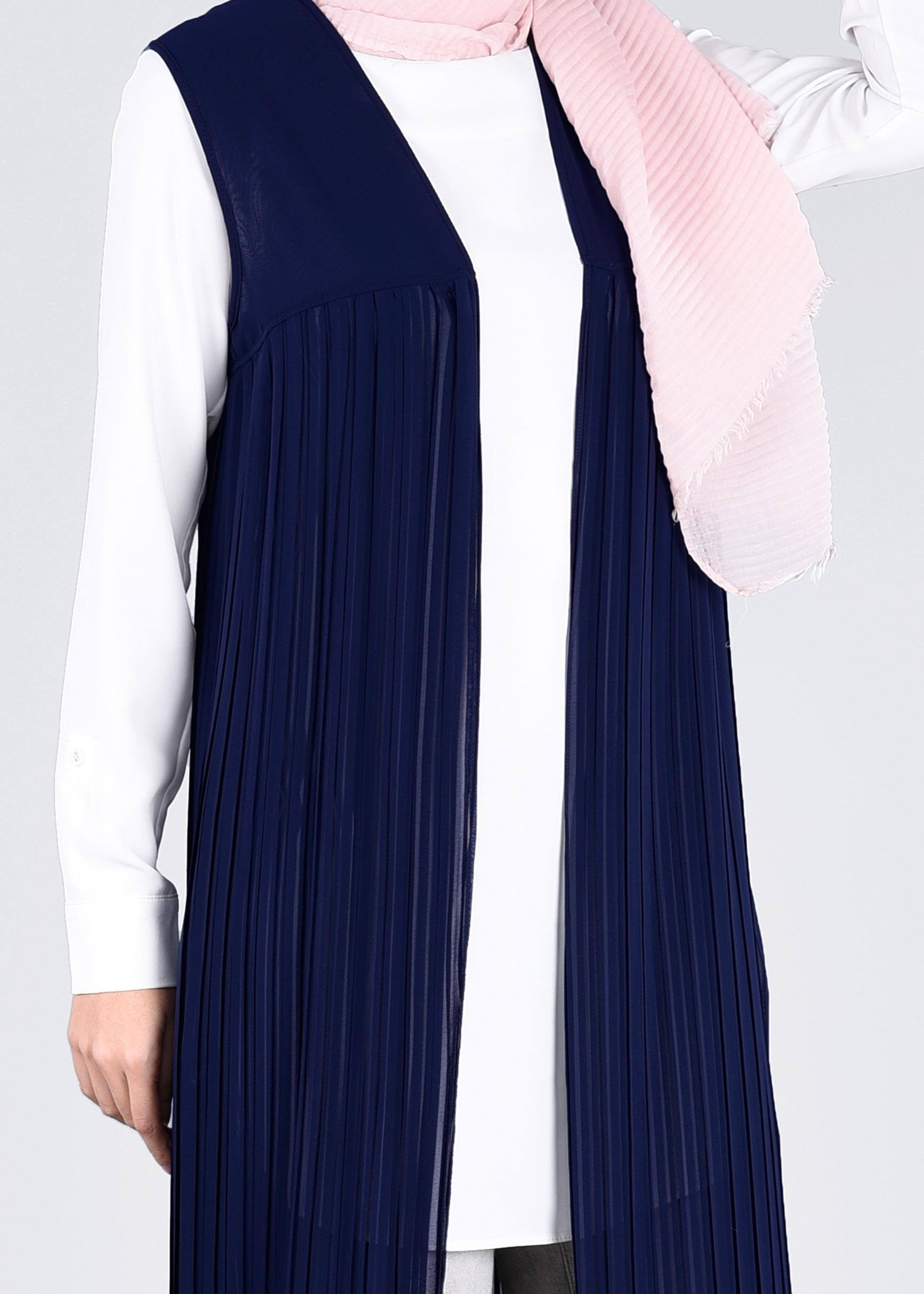 Tesettür giyim LACİVERT 4329 NEW MULTİ ŞİFON YELEK 38/46 TEK40