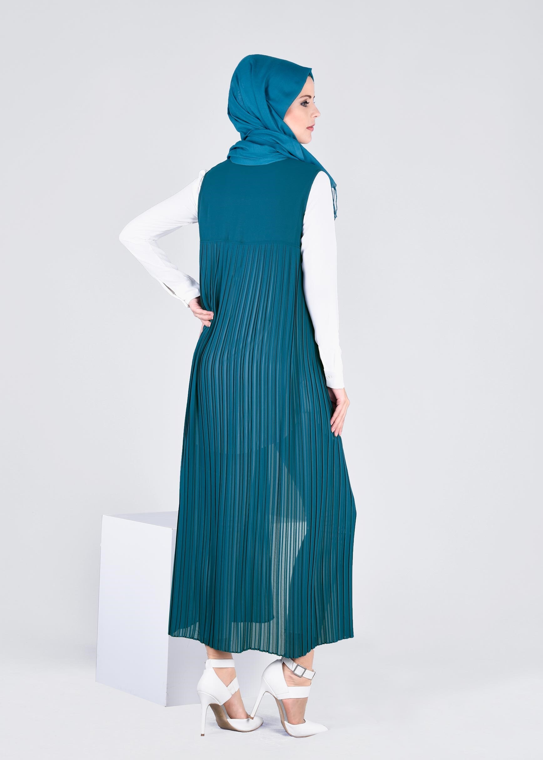 Tesettür giyim MAVİ 4329 NEW MULTİ ŞİFON YELEK 38/46 TEK40