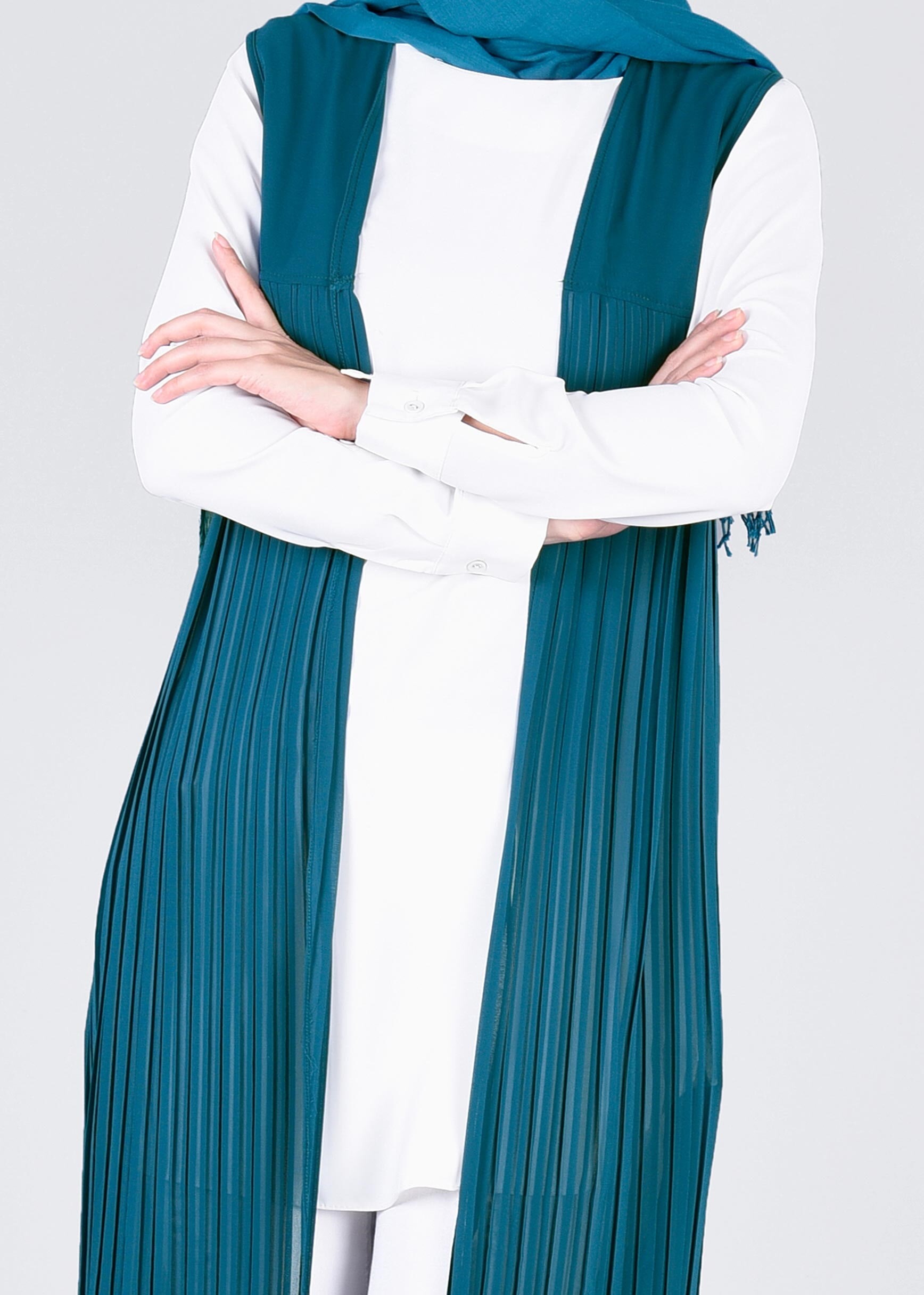 Tesettür giyim MAVİ 4329 NEW MULTİ ŞİFON YELEK 38/46 TEK40