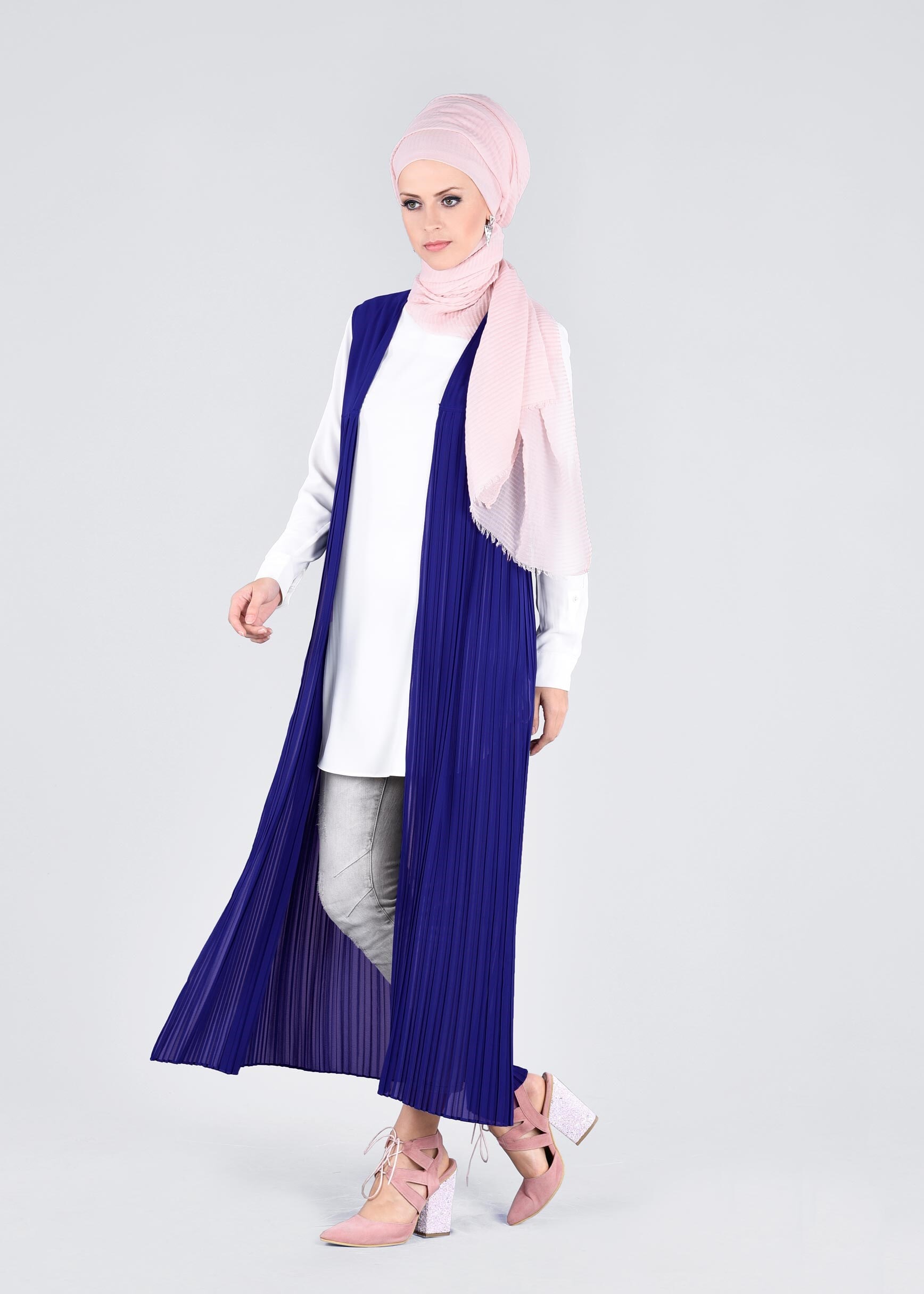 Tesettür giyim LACİVERT 4329 NEW MULTİ ŞİFON YELEK 38/46 TEK40