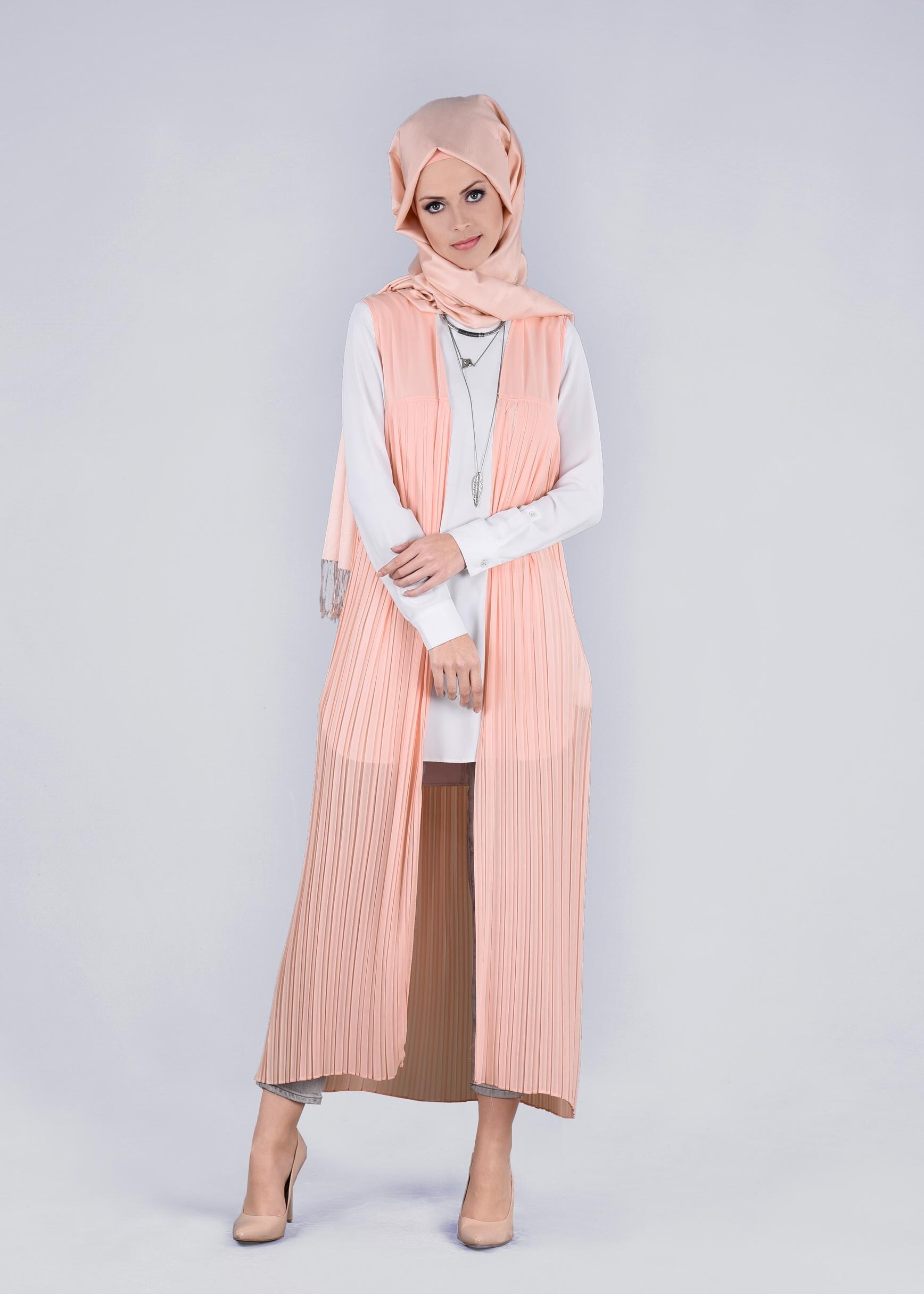 Tesettür giyim PUDRA 4329 NEW MULTİ ŞİFON YELEK 38/46 TEK40