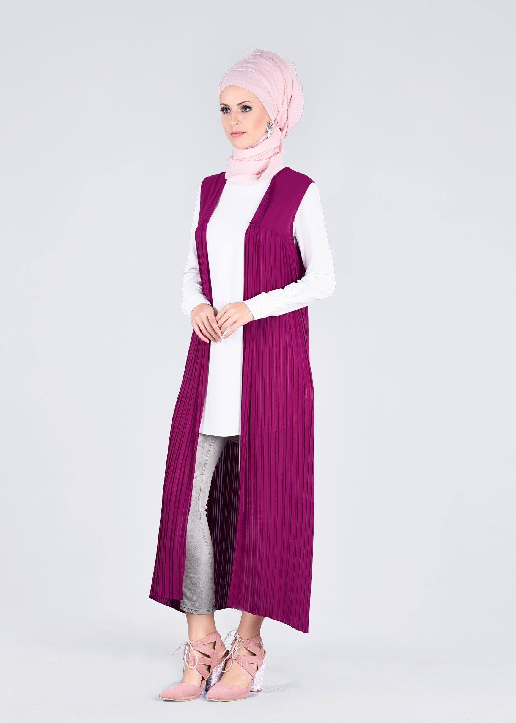 Tesettür giyim MOR 4329 NEW MULTİ ŞİFON YELEK 38/46 TEK40