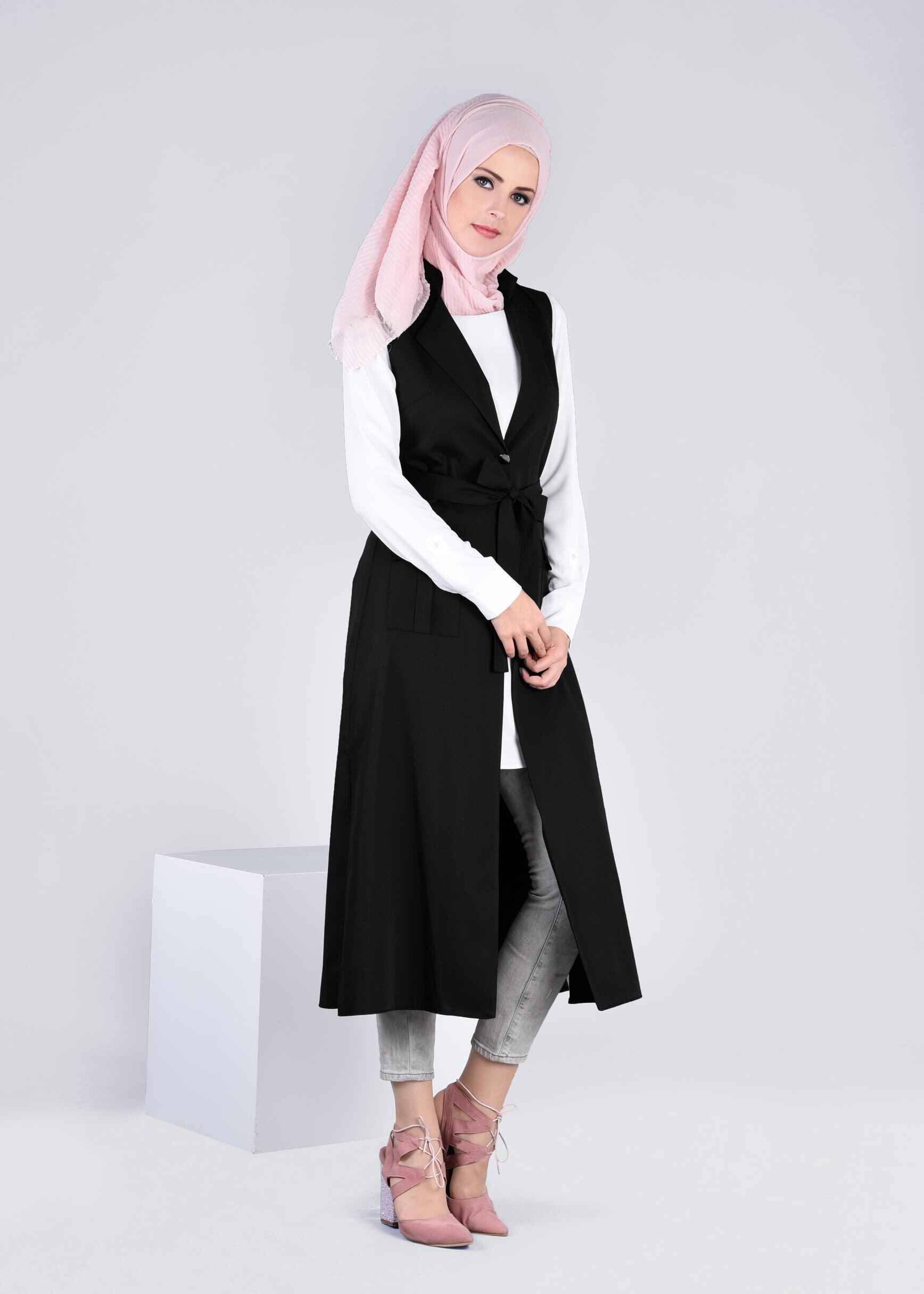 Tesettür giyim SİYAH 4350 JAVANA YELEK 38/48 TEK40