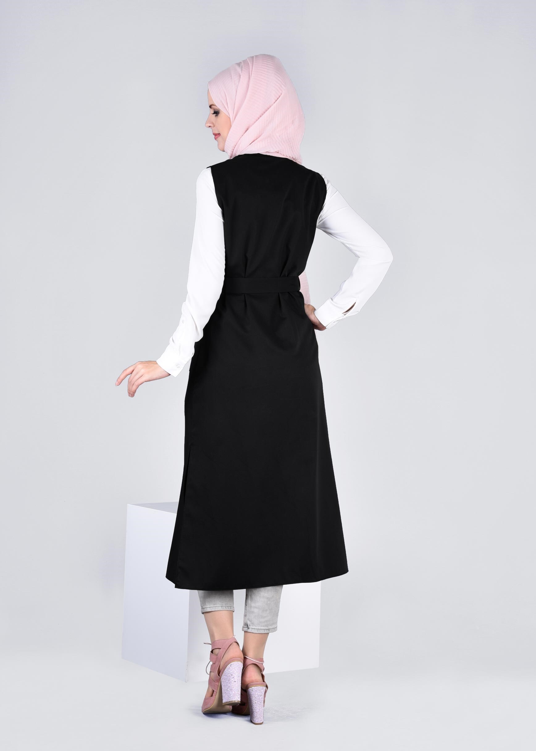 Tesettür giyim SİYAH 4350 JAVANA YELEK 38/48 TEK40