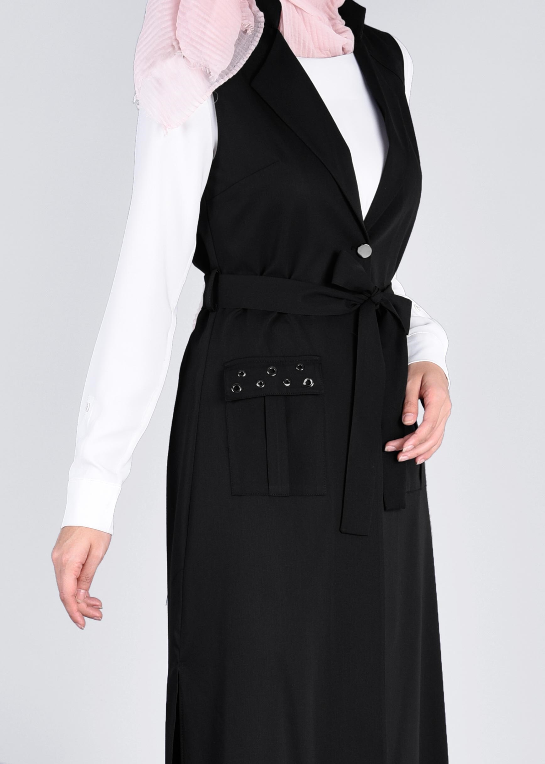 Tesettür giyim SİYAH 4350 JAVANA YELEK 38/48 TEK40