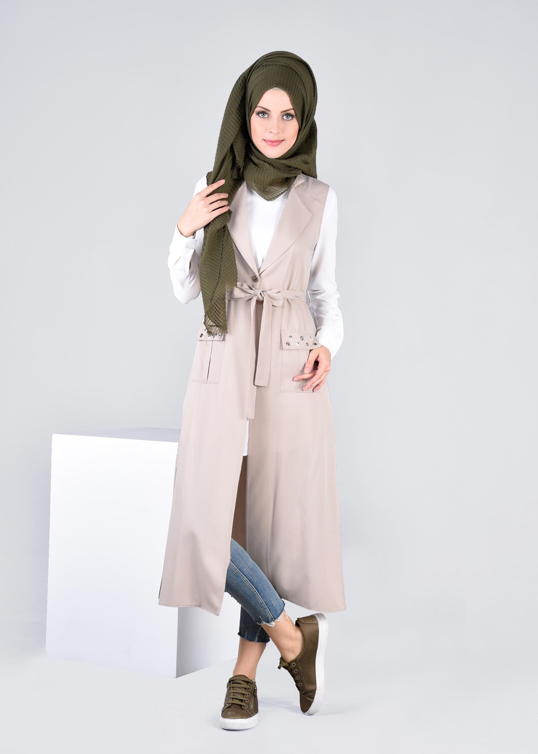 Tesettür giyim BEJ 4350 JAVANA YELEK 38/48 TEK40