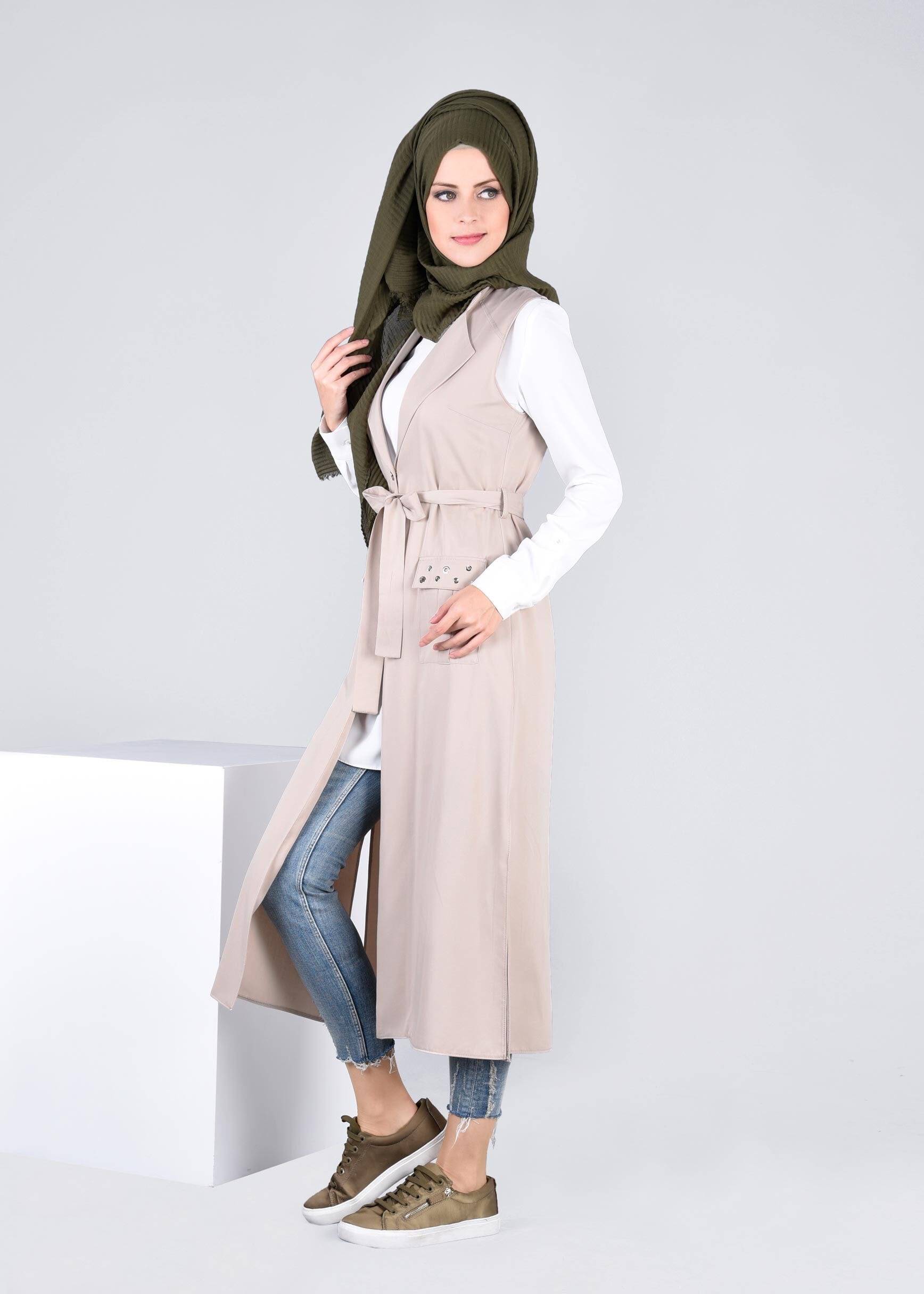 Tesettür giyim BEJ 4350 JAVANA YELEK 38/48 TEK40