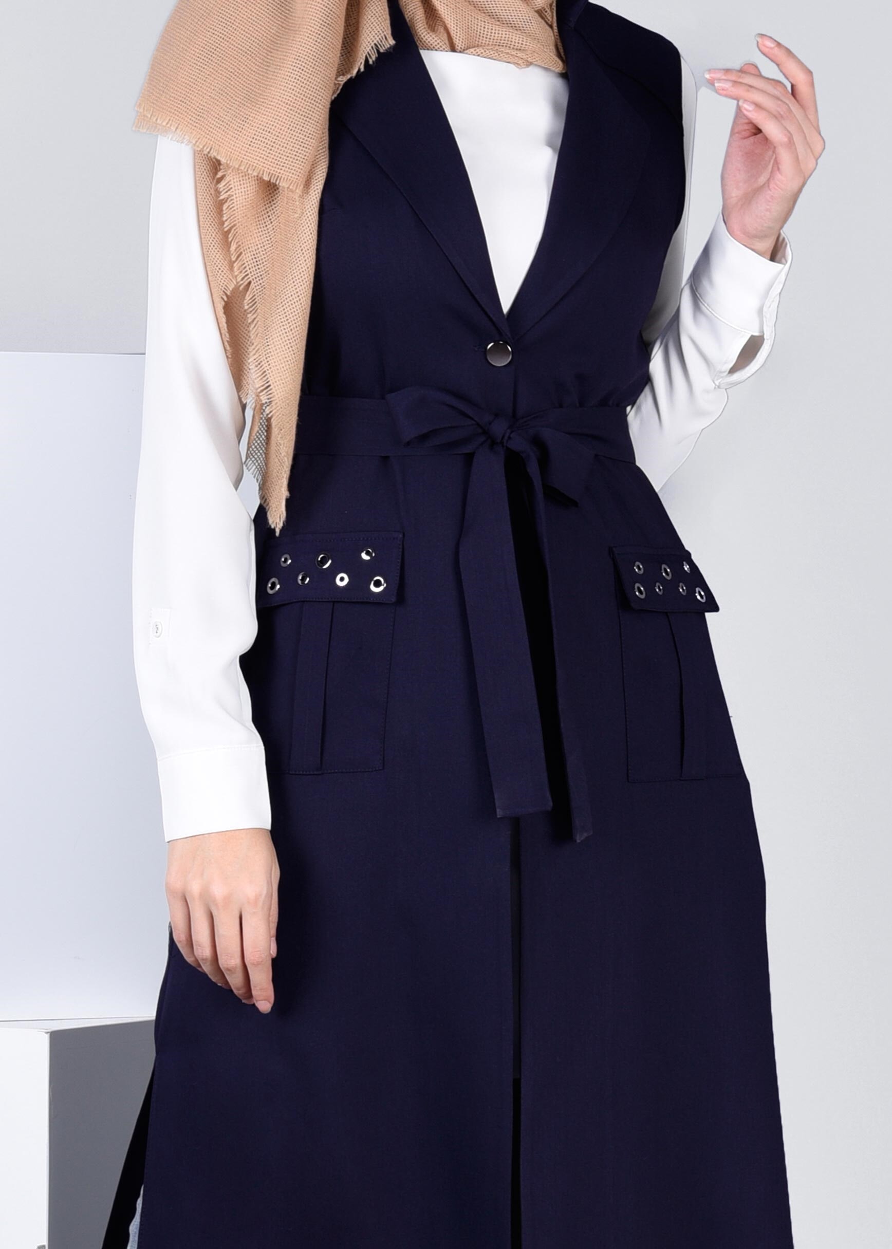 Tesettür giyim LACİVERT 4350 JAVANA YELEK 38/48 TEK40