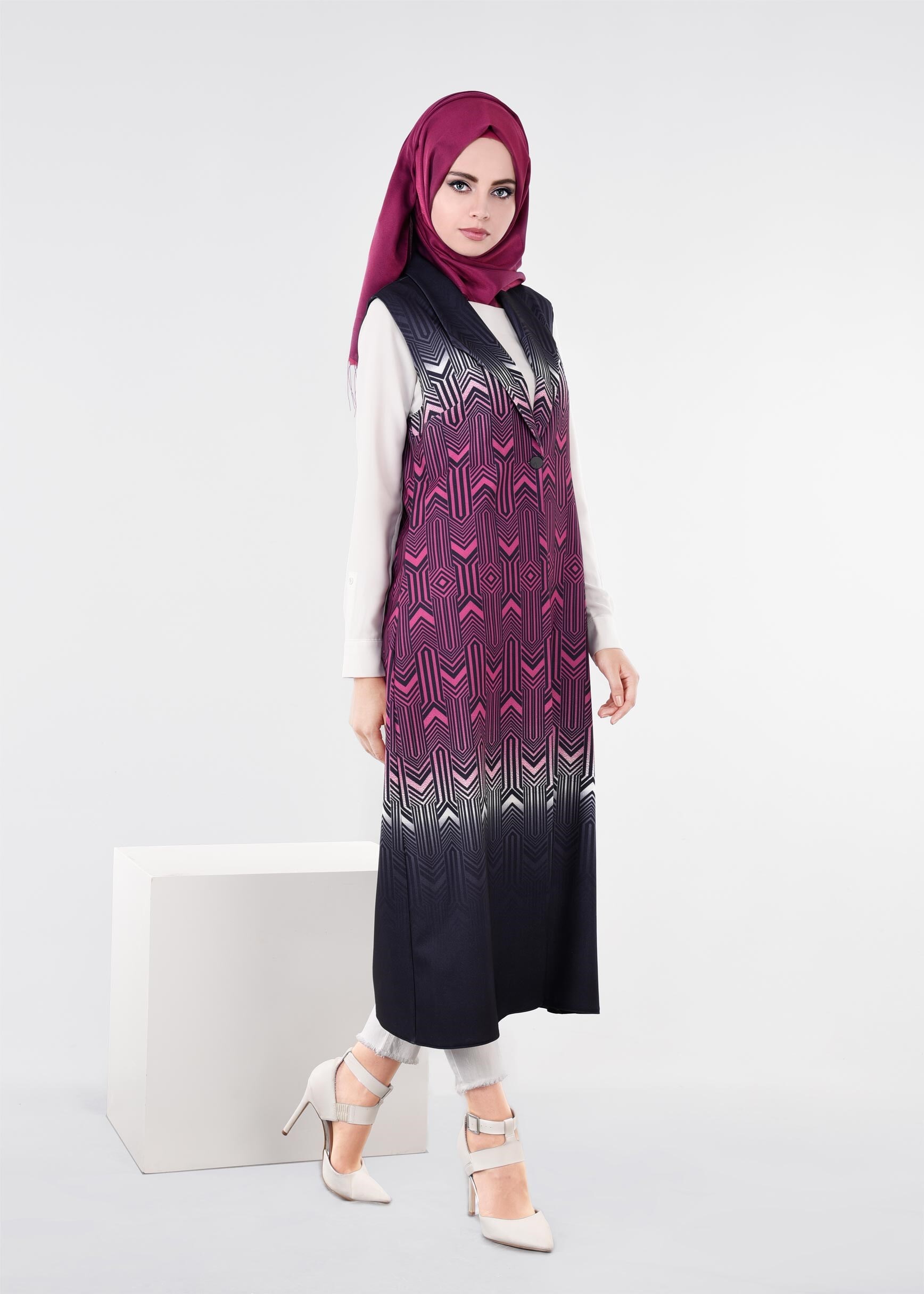 Tesettür giyim FUŞYA 4352 POWER 1090 YELEK 40/48 TEK38