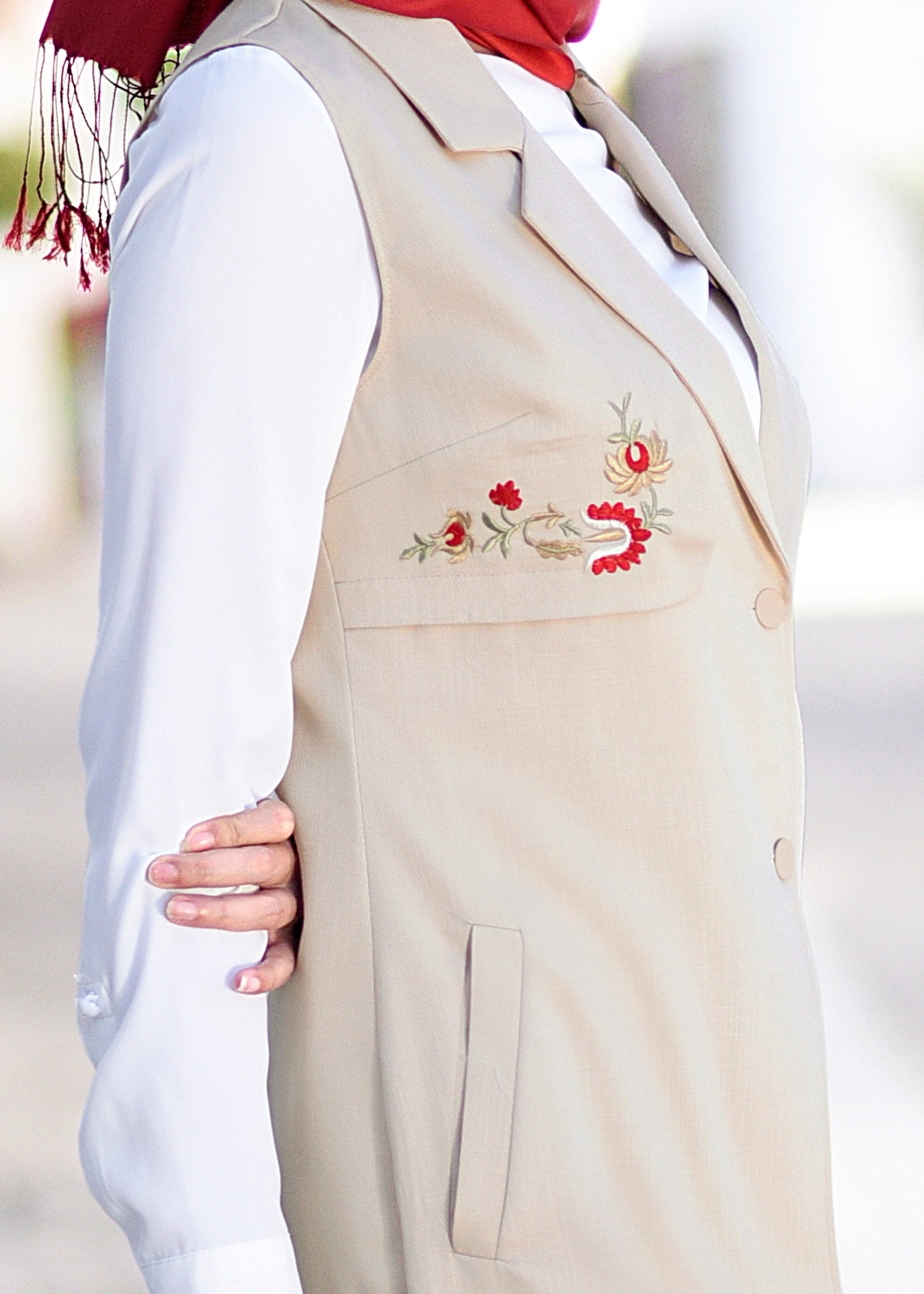 Tesettür giyim BEJ 4389 DERİN 8169 YELEK 38/46 TEK40