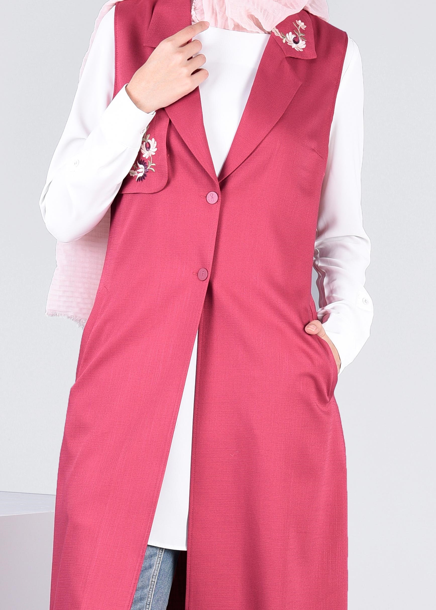 Tesettür giyim FUŞYA 4389 DERİN 8169 YELEK 38/46 TEK40