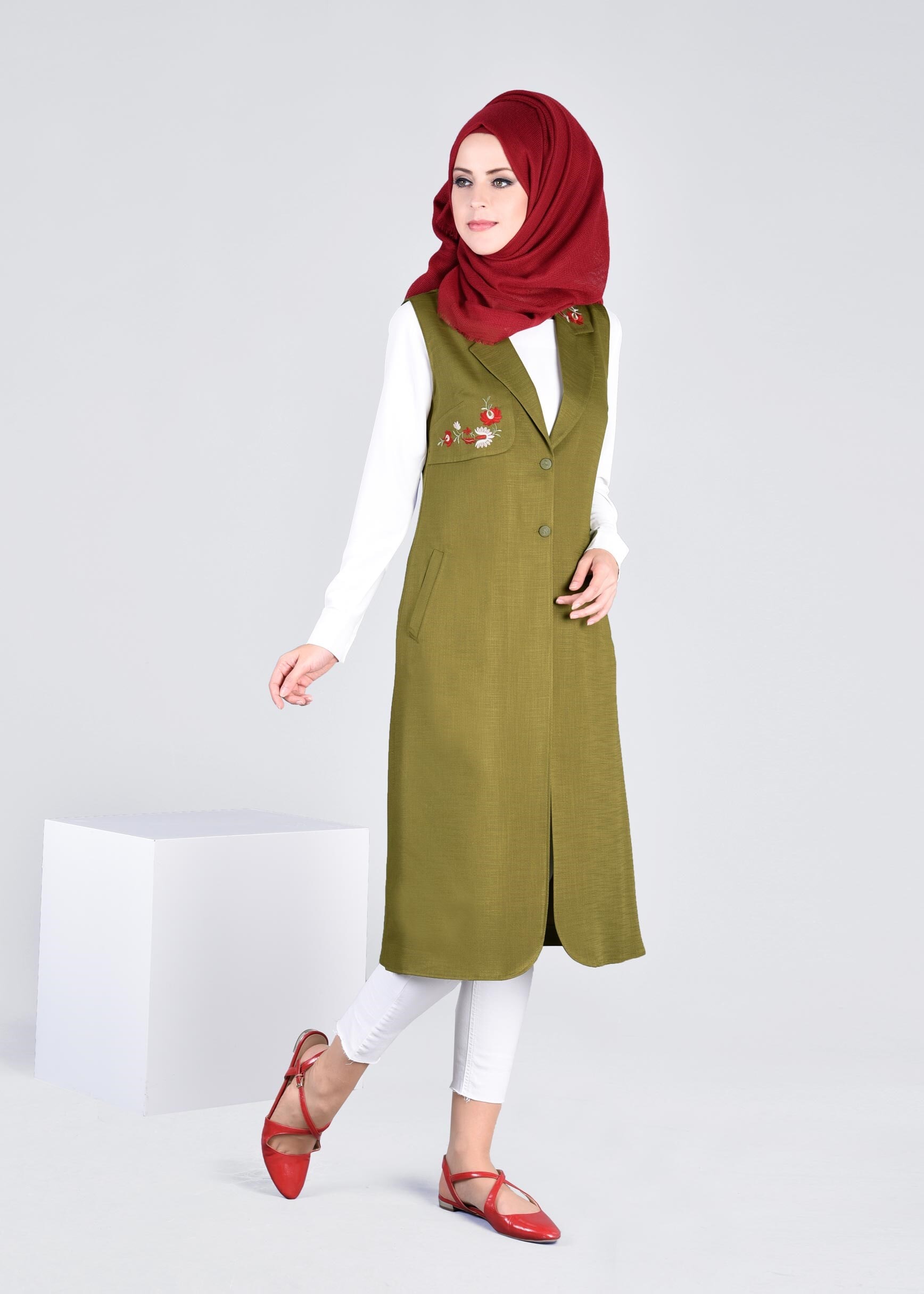 Tesettür giyim YEŞİL 4389 DERİN 8169 YELEK 38/46 TEK40