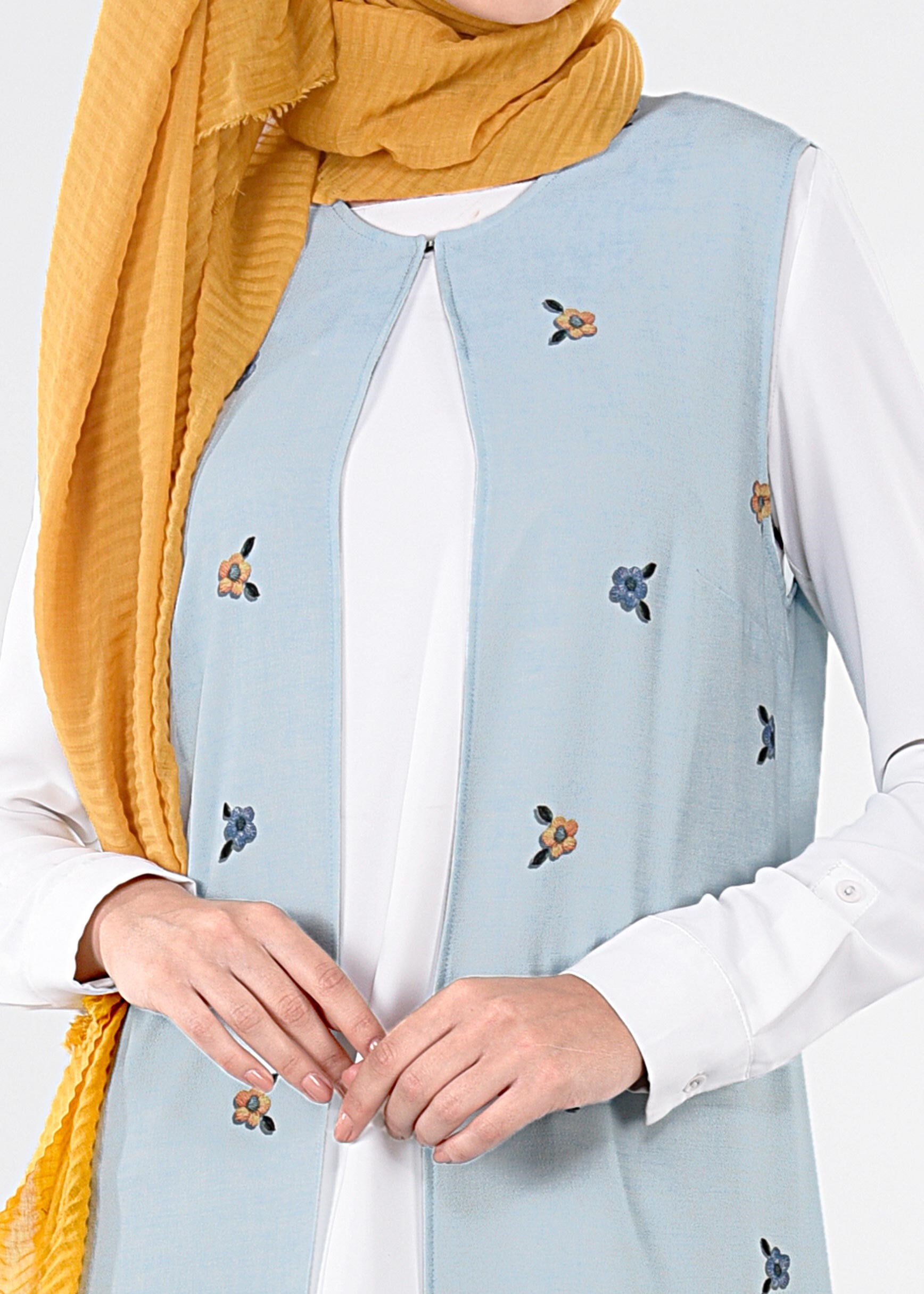 Tesettür giyim MAVİ 4385-1 CAPRİ 11974 YELEK 40/42