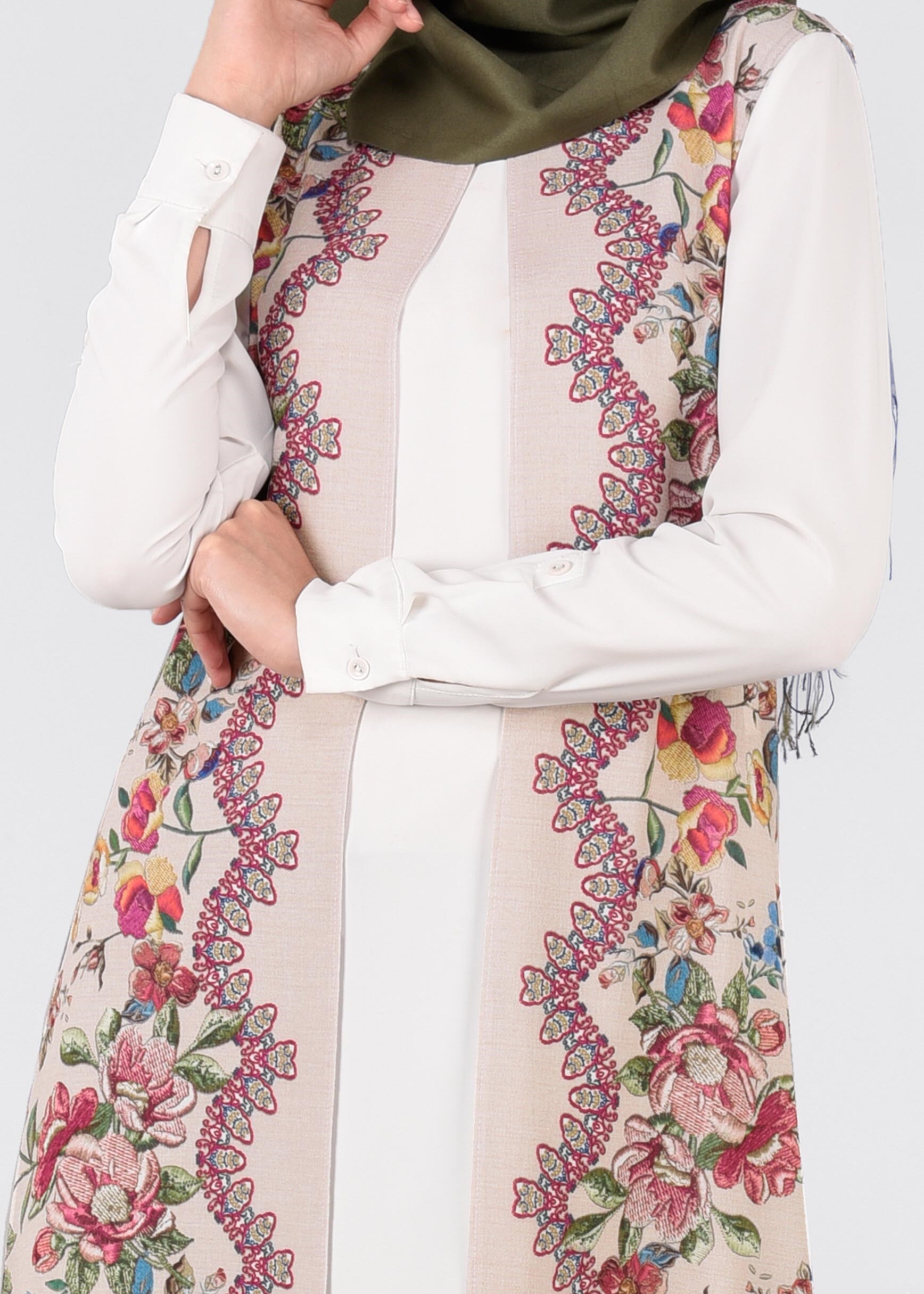 Tesettür giyim PUDRA 4385-4 CAPRİ 12163 YELEK 40/42