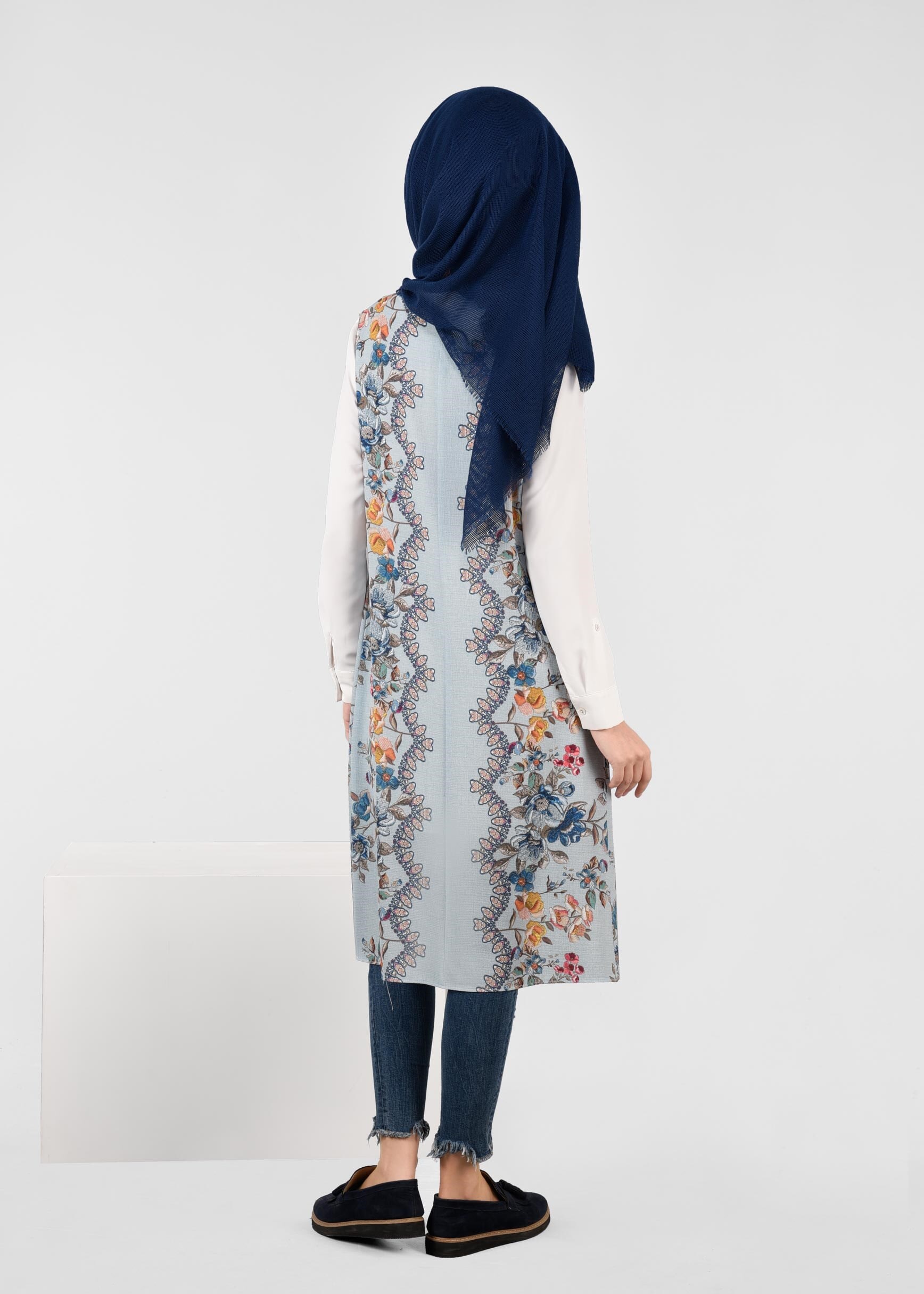 Tesettür giyim MAVİ 4385-4 CAPRİ 12163 YELEK 40/42