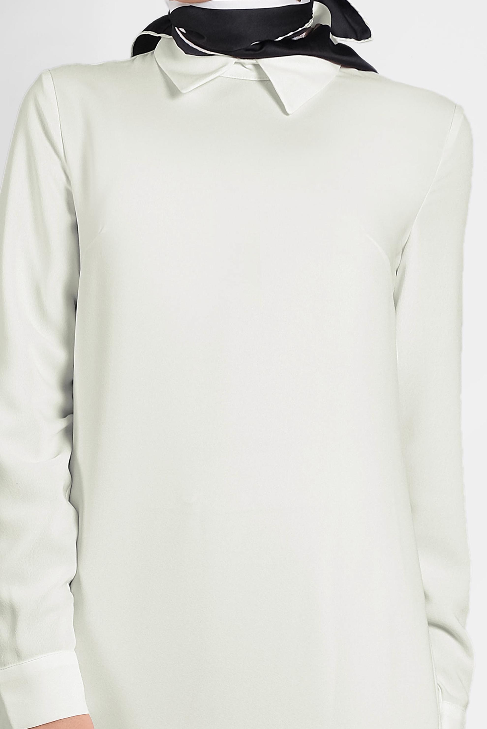 Tesettür giyim BEJ  SIRTI FERMUARLI ERKEK YAKA TUNİK 4153-2 