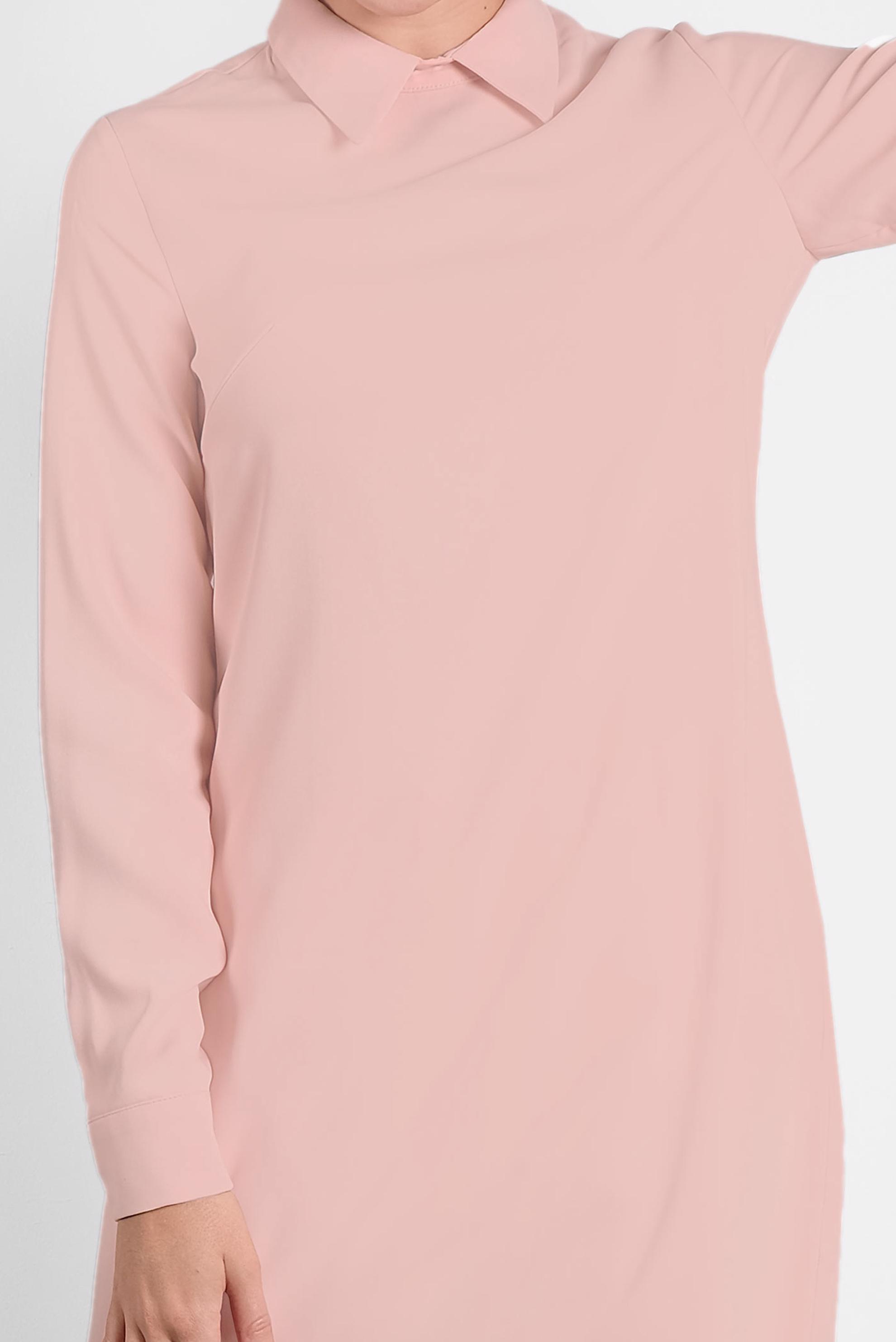 Tesettür giyim PUDRA  SIRTI FERMUARLI ERKEK YAKA TUNİK 4153-2 