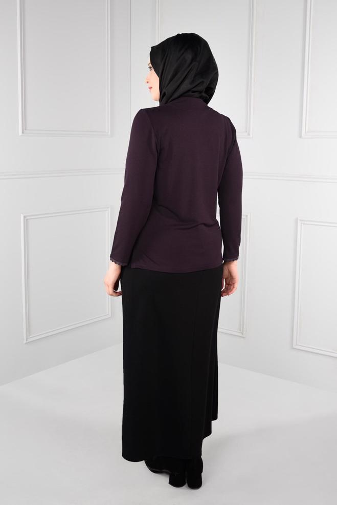 Vêtements hijab PRUNE BLOUSE EN TRICOT ENCOLURE EN V 2770  - ALVİNA