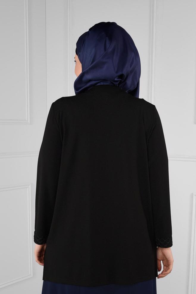 Vêtements hijab NOIR BLOUSE À BRODÉ 2773 - ALVİNA