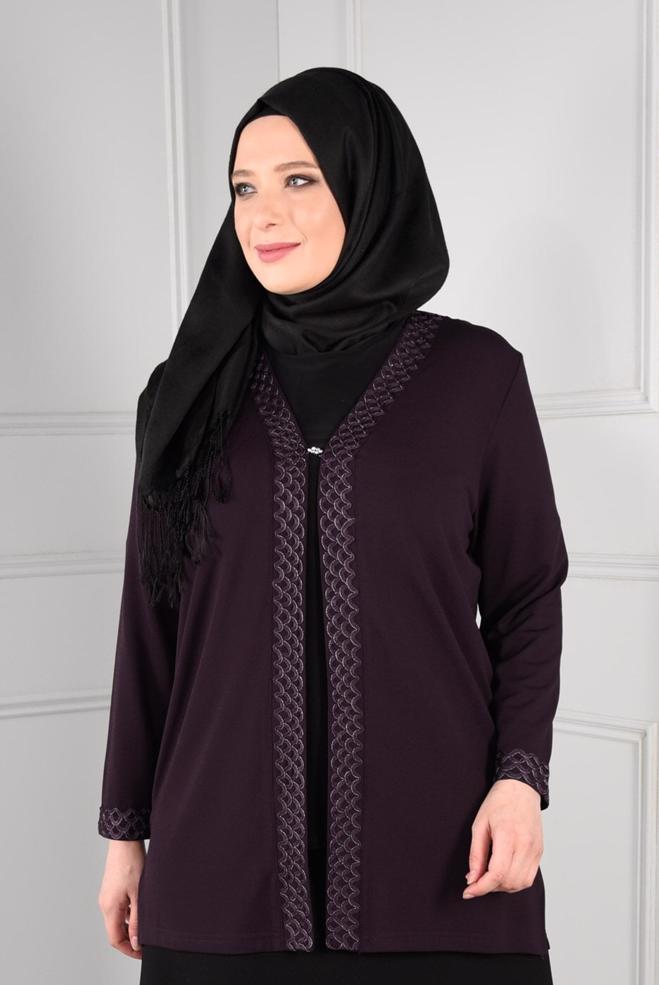 Vêtements hijab PRUNE BLOUSE À BRODÉ 2773 - ALVİNA