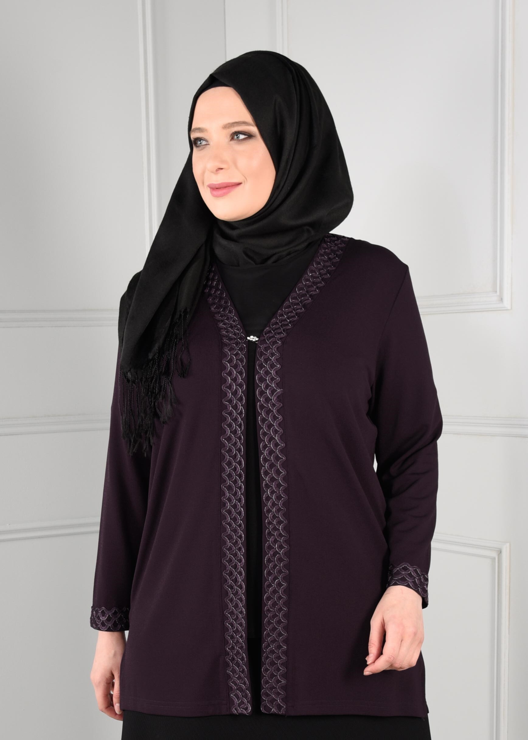 Tesettür giyim MÜRDÜM NAKIŞ İŞLEMELİ TRİKO BLUZ 2773