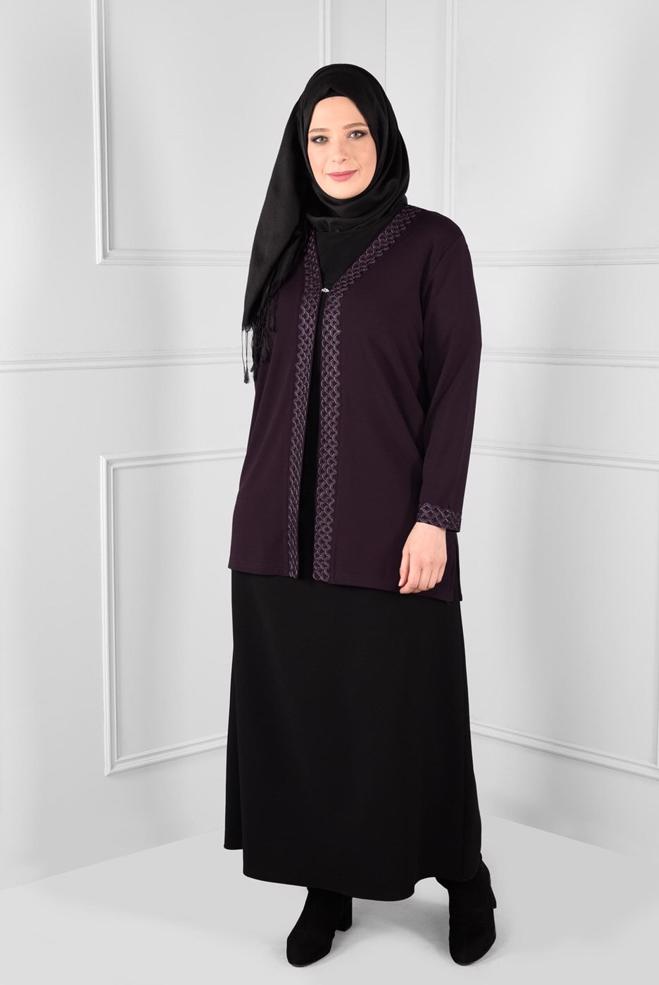 Vêtements hijab PRUNE BLOUSE À BRODÉ 2773 - ALVİNA