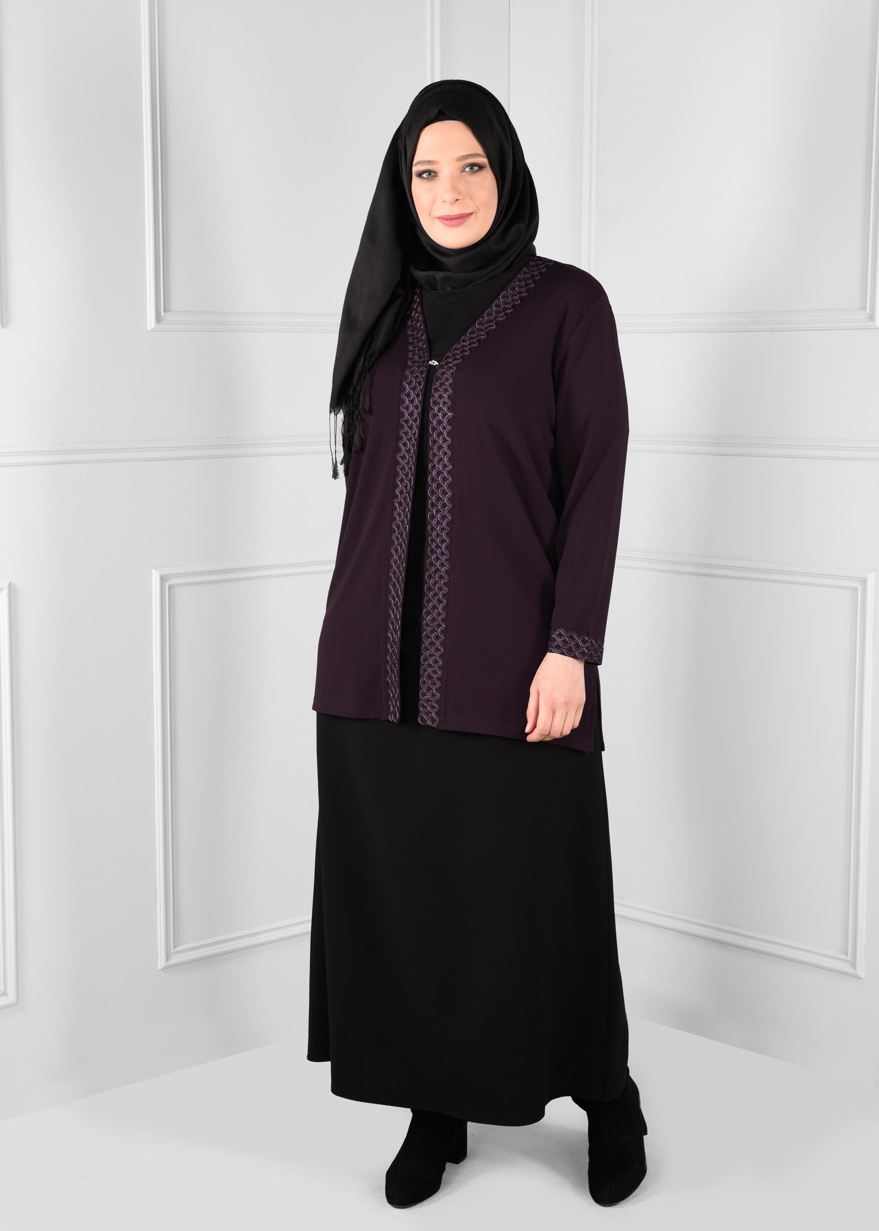 Tesettür giyim MÜRDÜM NAKIŞ İŞLEMELİ TRİKO BLUZ 2773